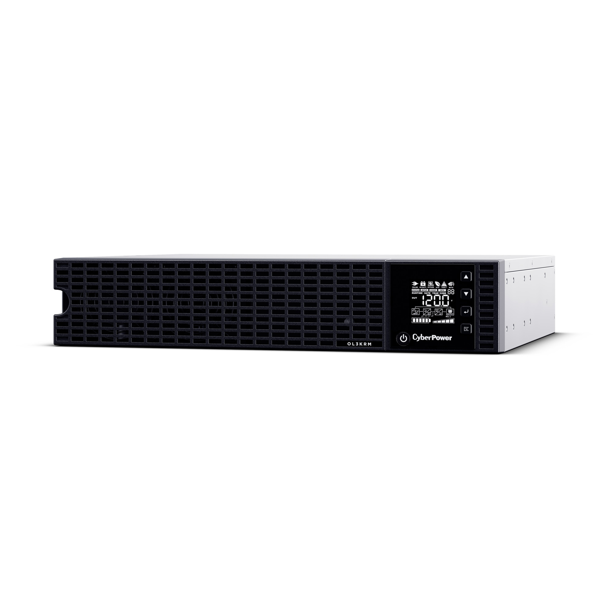 CyberPower OL3KRM 3,000 VA 2,400 W 2U rackmount UPS front view — view 2