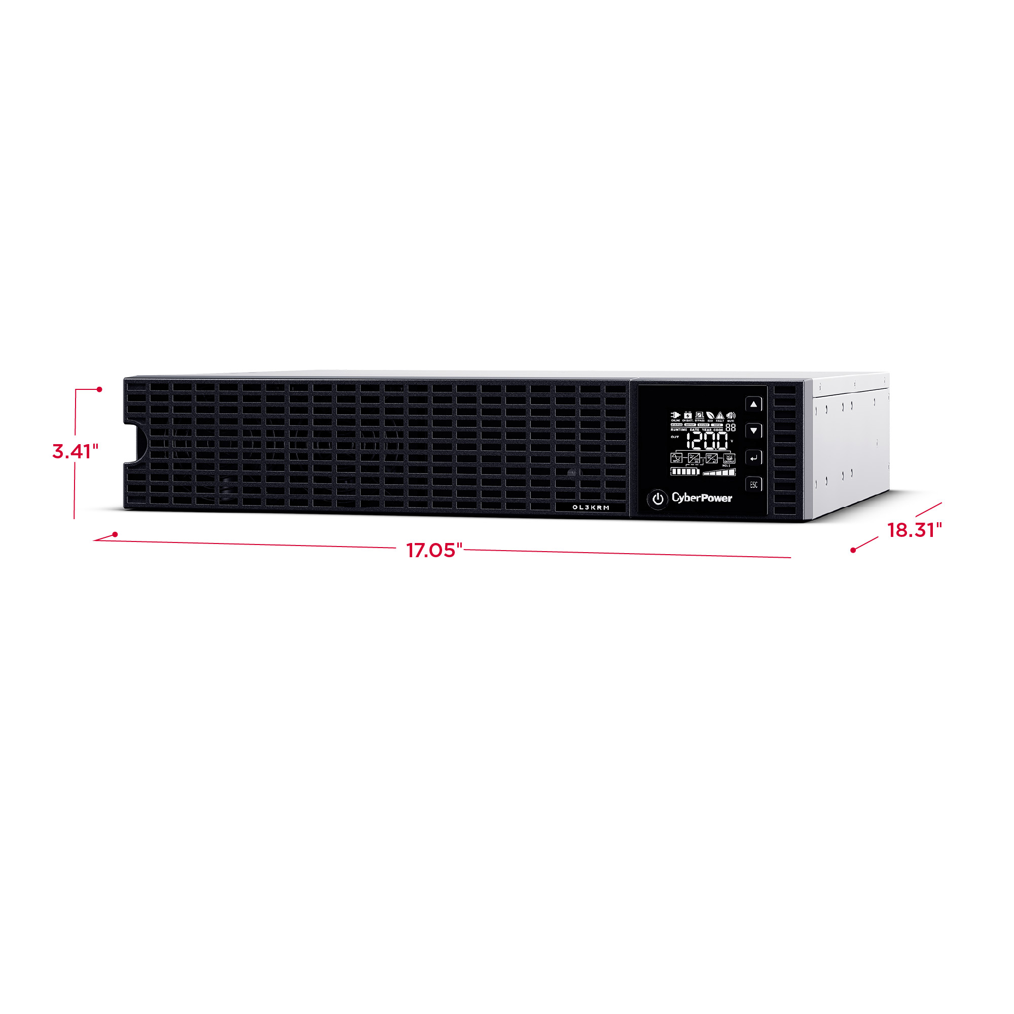 CyberPower OL3KRM 3,000 VA 2,400 W 2U rackmount UPS front view — view 8