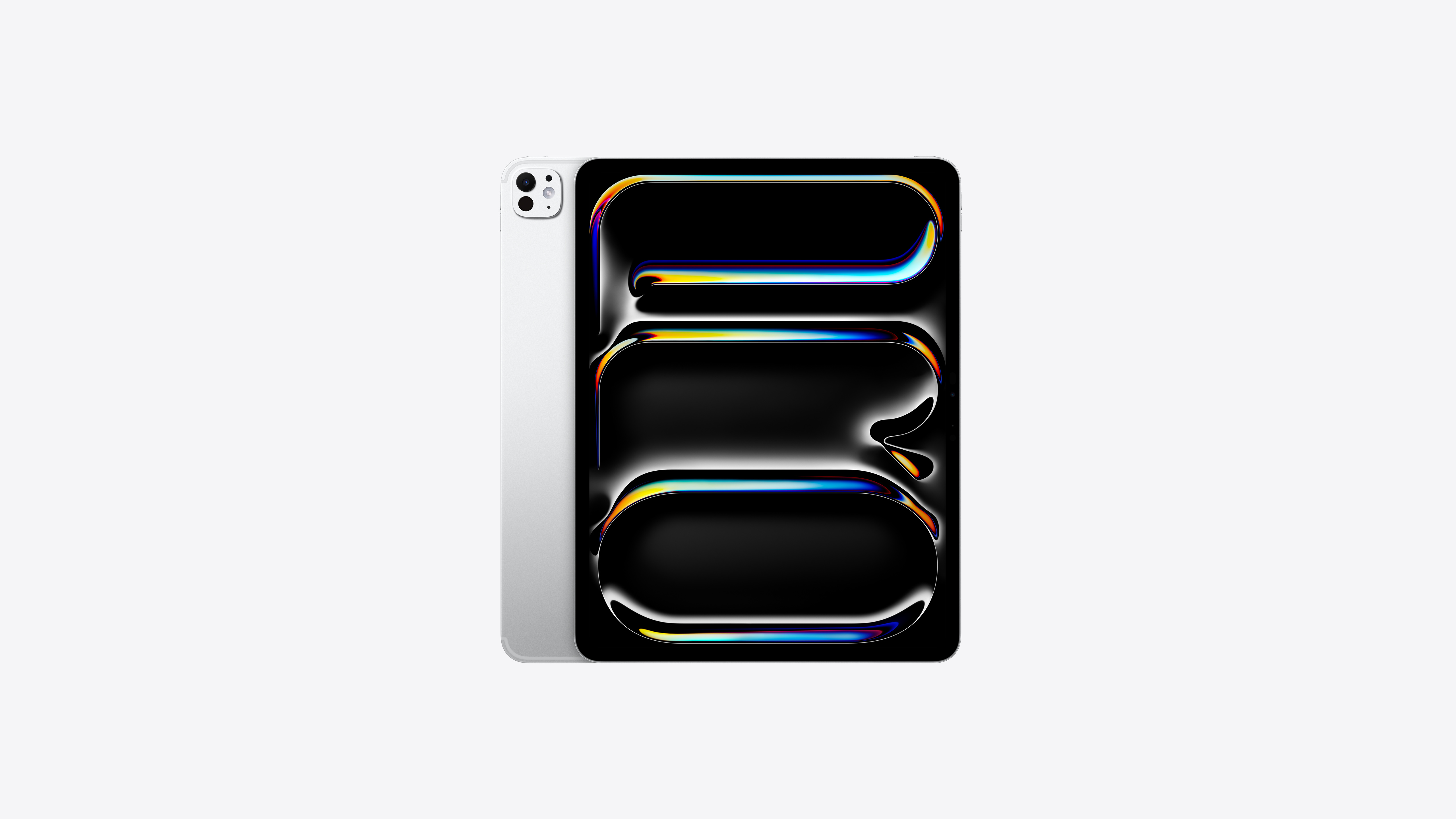 Apple iPad Pro 13-inch M5 in Silver with standard glass showing Ultra Retina XDR display — view 3