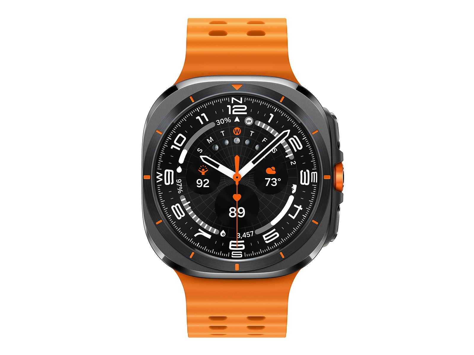 Samsung Galaxy Watch Ultra 47 mm LTE smartwatch in Titanium Gray with orange band — view 2