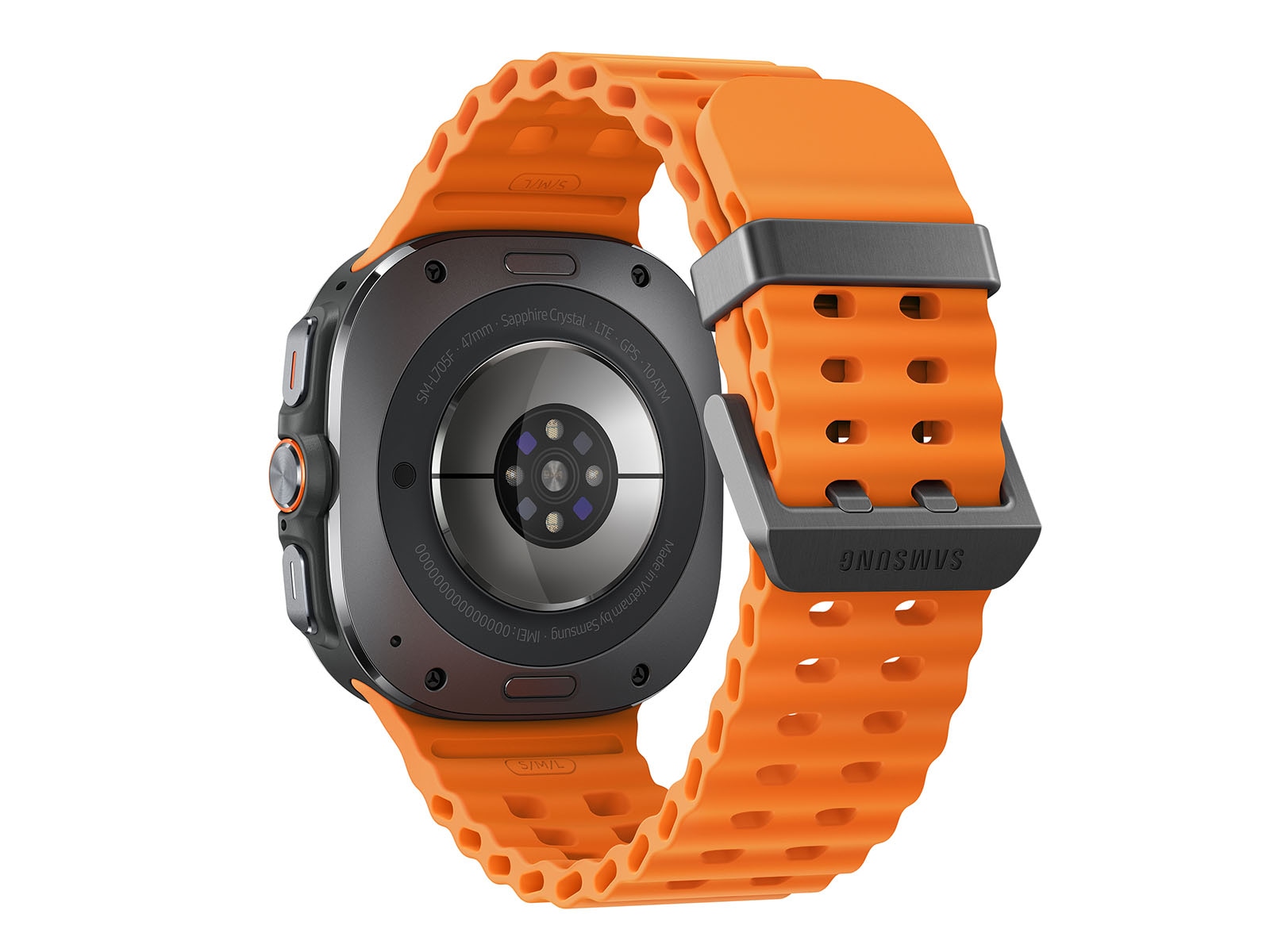Samsung Galaxy Watch Ultra 47 mm LTE smartwatch in Titanium Gray with orange band — view 4