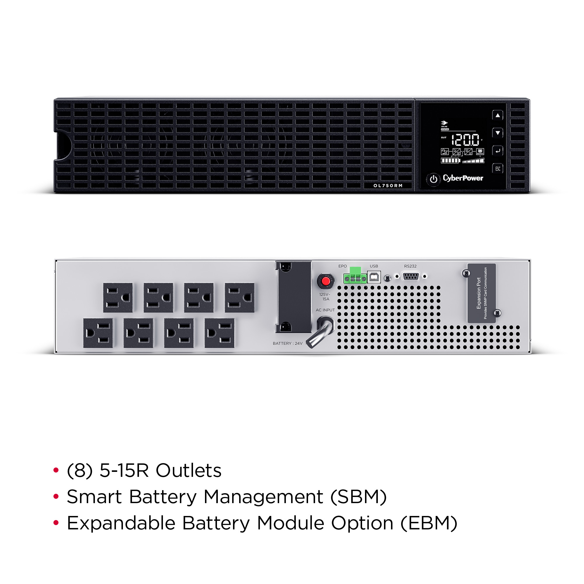 750VA/600W, 5-15P, 2U, Rackmount — view 7