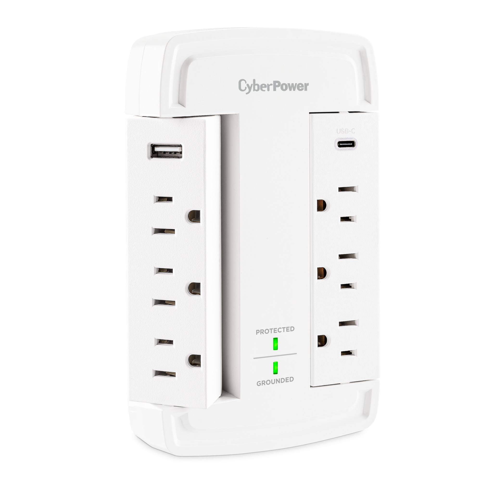 CyberPower CSP6WSUC white wall-tap surge protector with 6 outlets — view 3