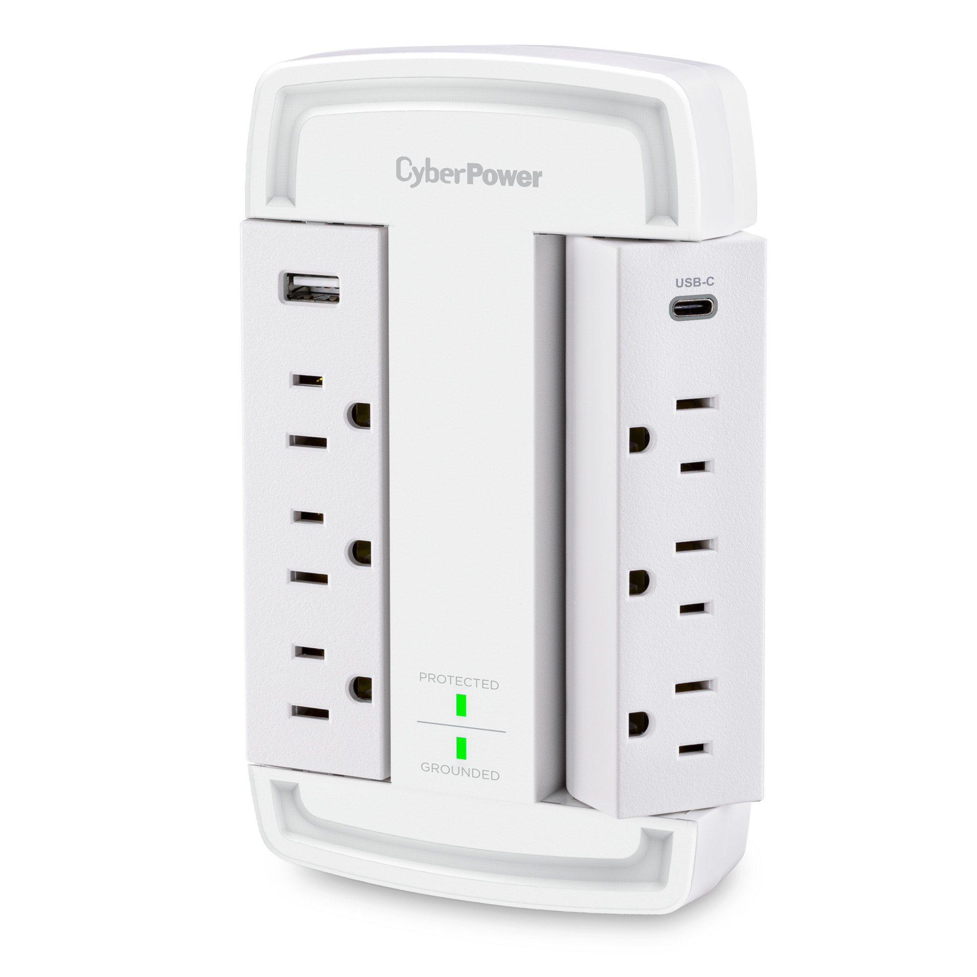 CyberPower CSP6WSUC white wall-tap surge protector with 6 outlets — view 2