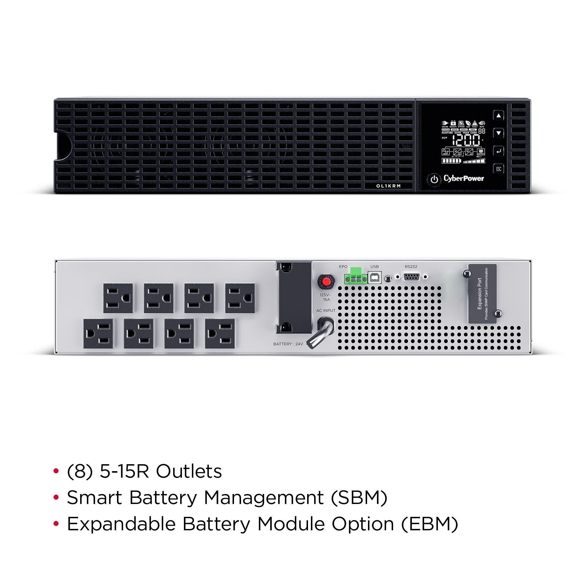 1000VA/800W, 5-15P, 2U, Rackmount — view 7