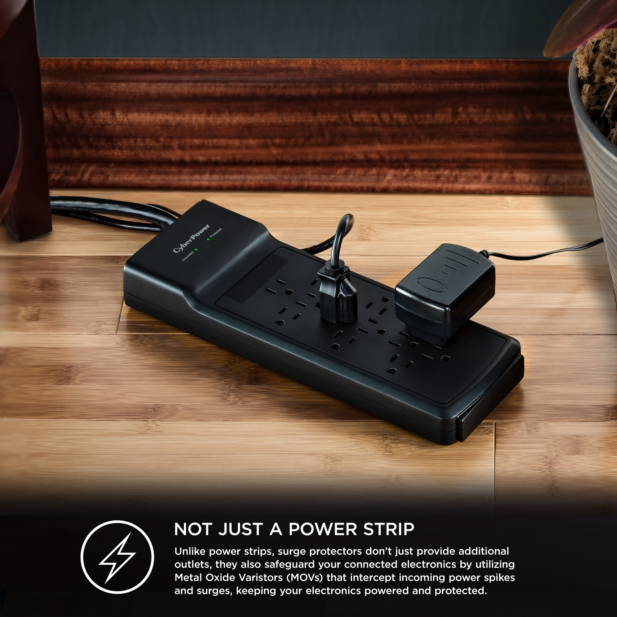 CyberPower CSB1206 black surge protector with 12 outlets and 6 ft cord — view 15