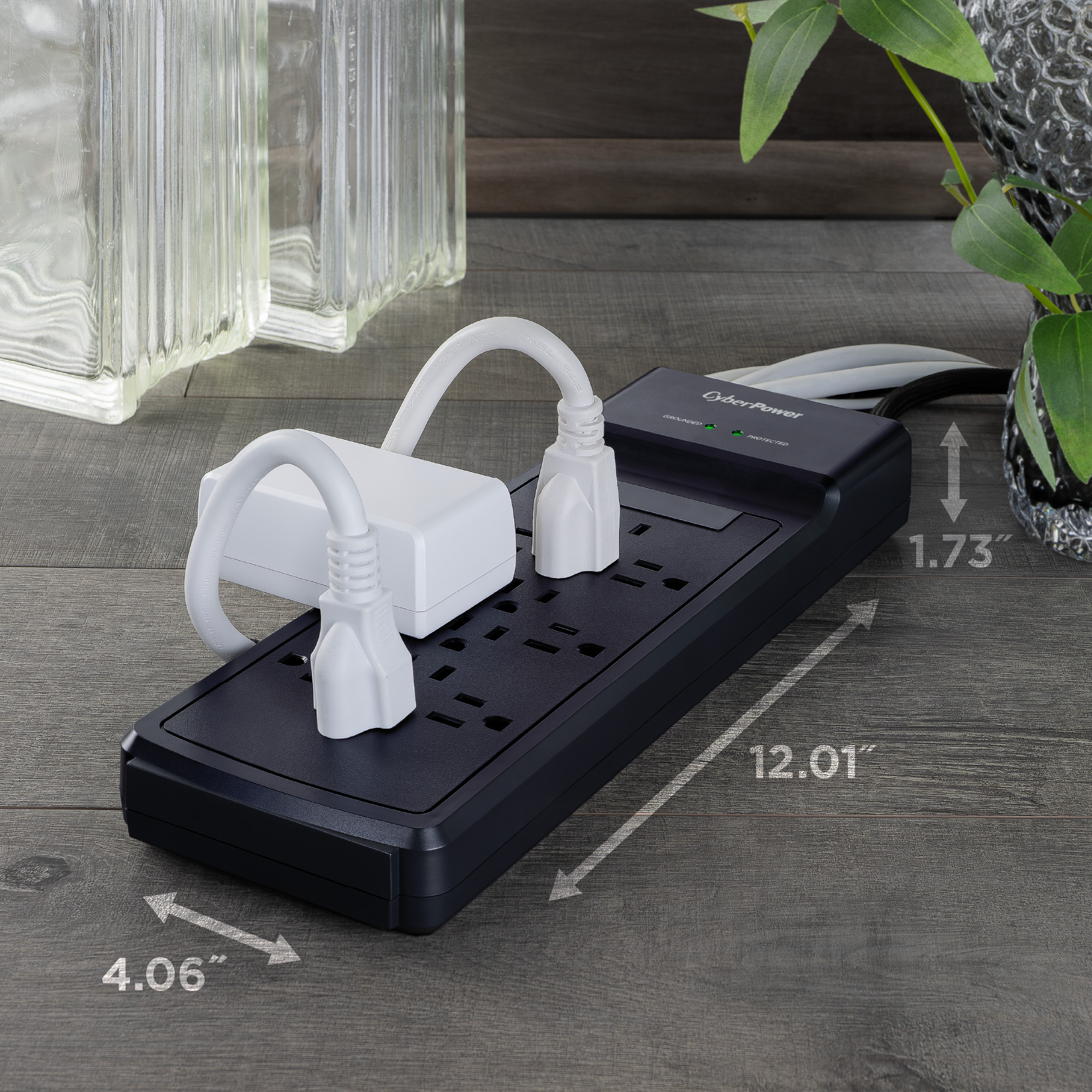CyberPower CSB1206 black surge protector with 12 outlets and 6 ft cord — view 6