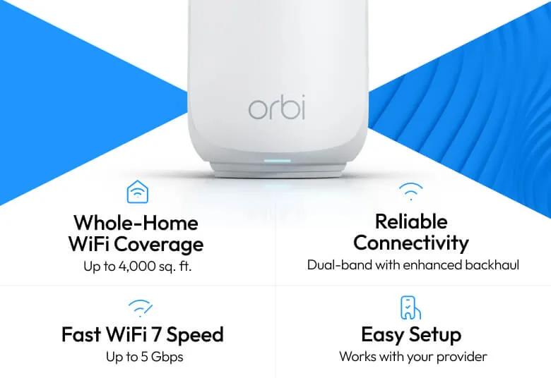 Netgear Orbi RBE372-100NAS Wi-Fi 7 tri-band mesh system 2-pack bundle — view 10