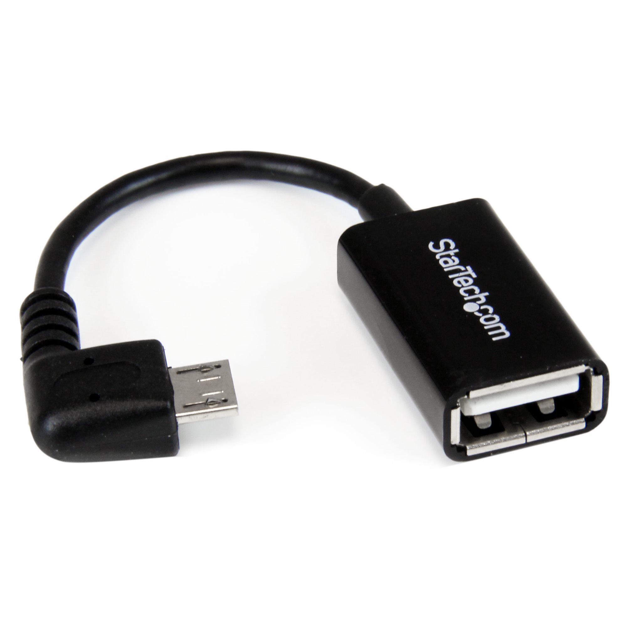 StarTech.com UUSBOTGRA 5in Right Angle Micro USB to USB OTG Host Adapter Cable M/F