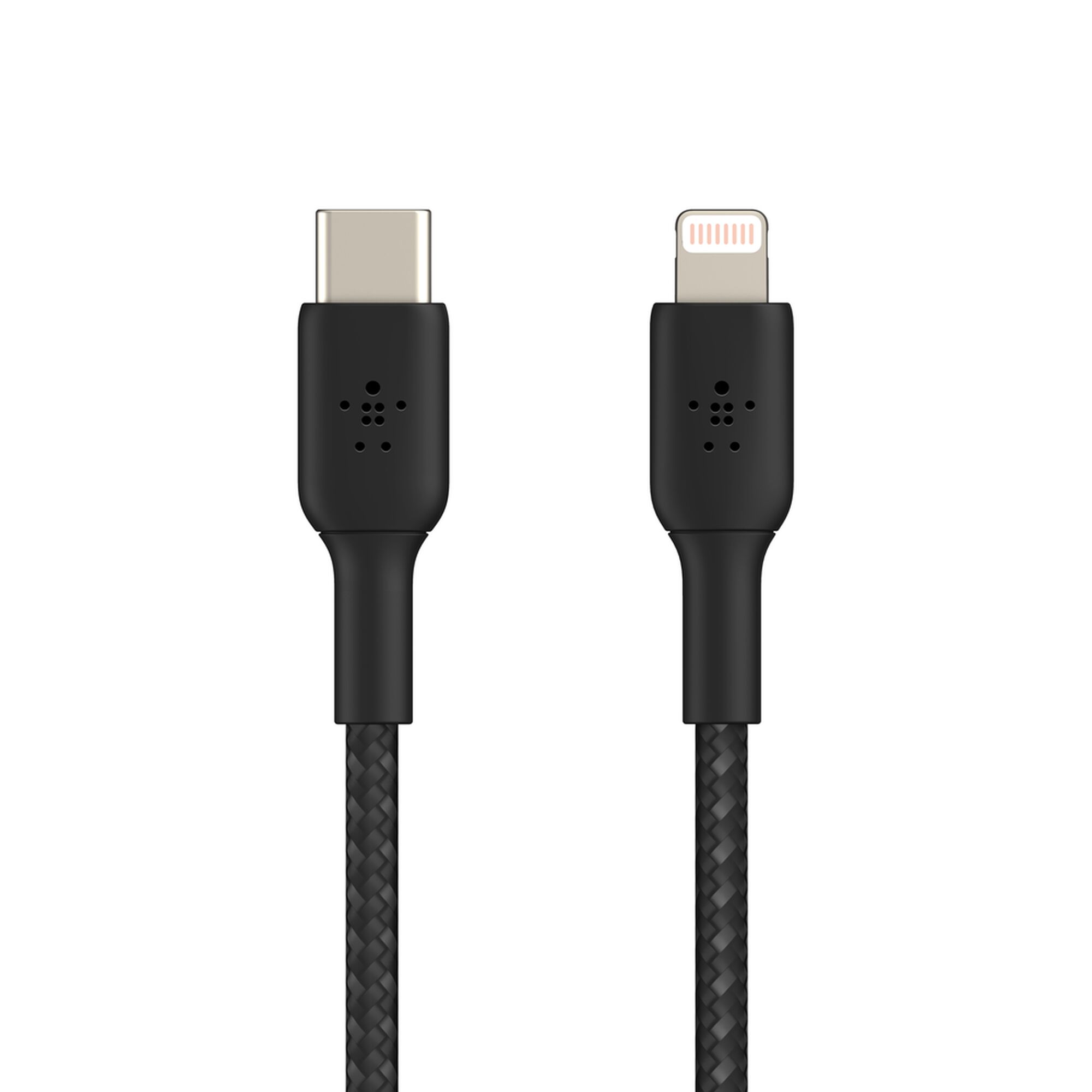 Black Belkin BoostCharge Pro braided 2 m USB-C to Lightning cable with USB-C and Lightning connectors. — view 2