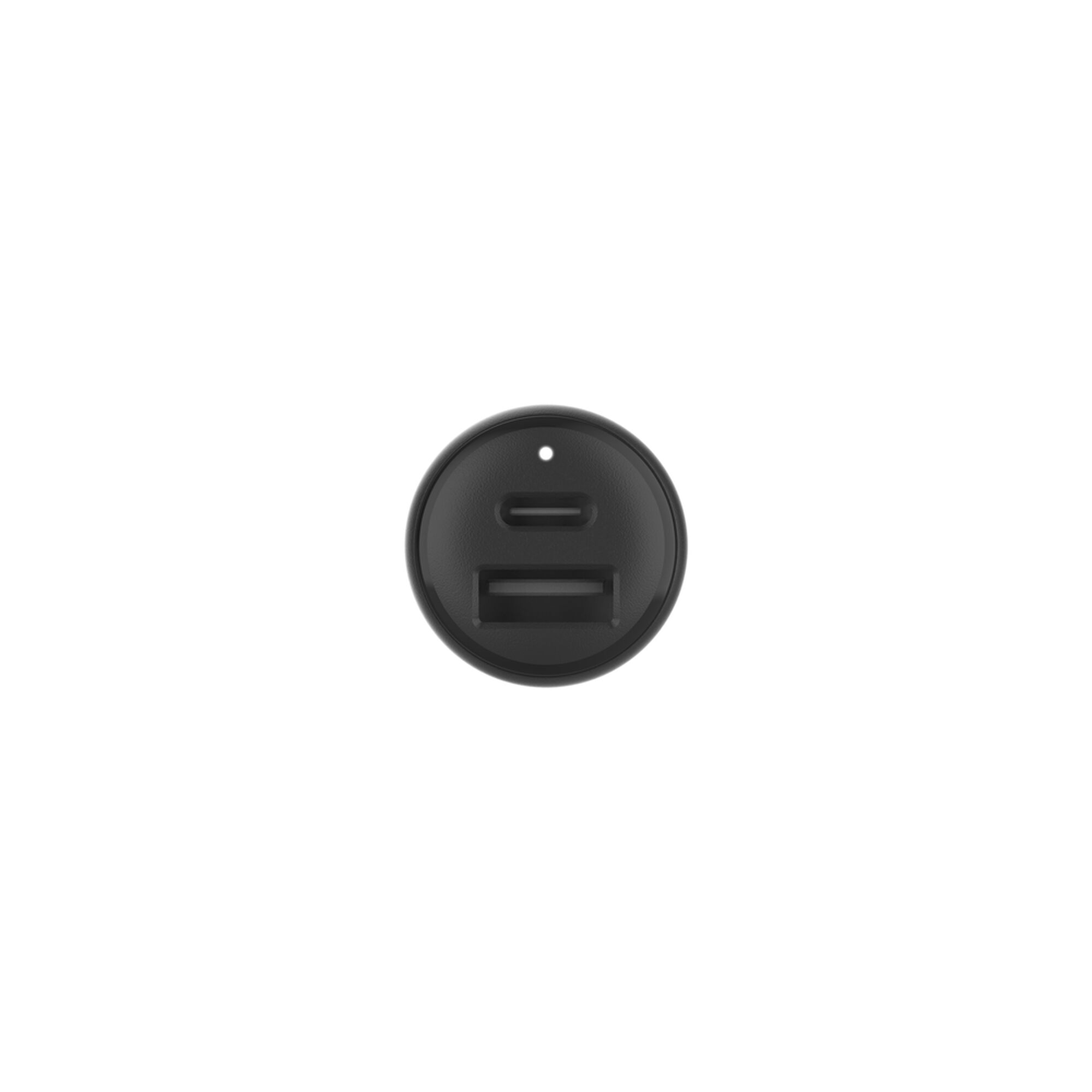 Black Belkin BoostCharge 42W dual car charger with one USB-C and one USB-A port. — view 3
