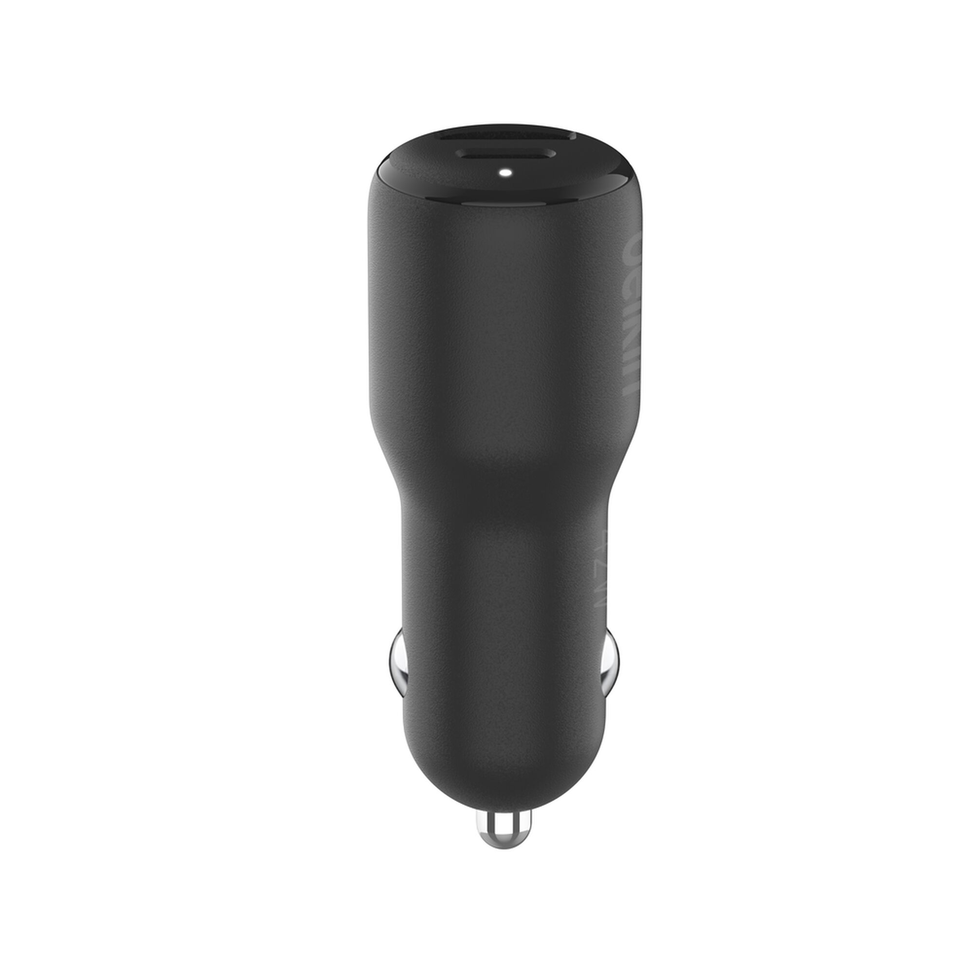 Black Belkin BoostCharge 42W dual car charger with one USB-C and one USB-A port. — view 4