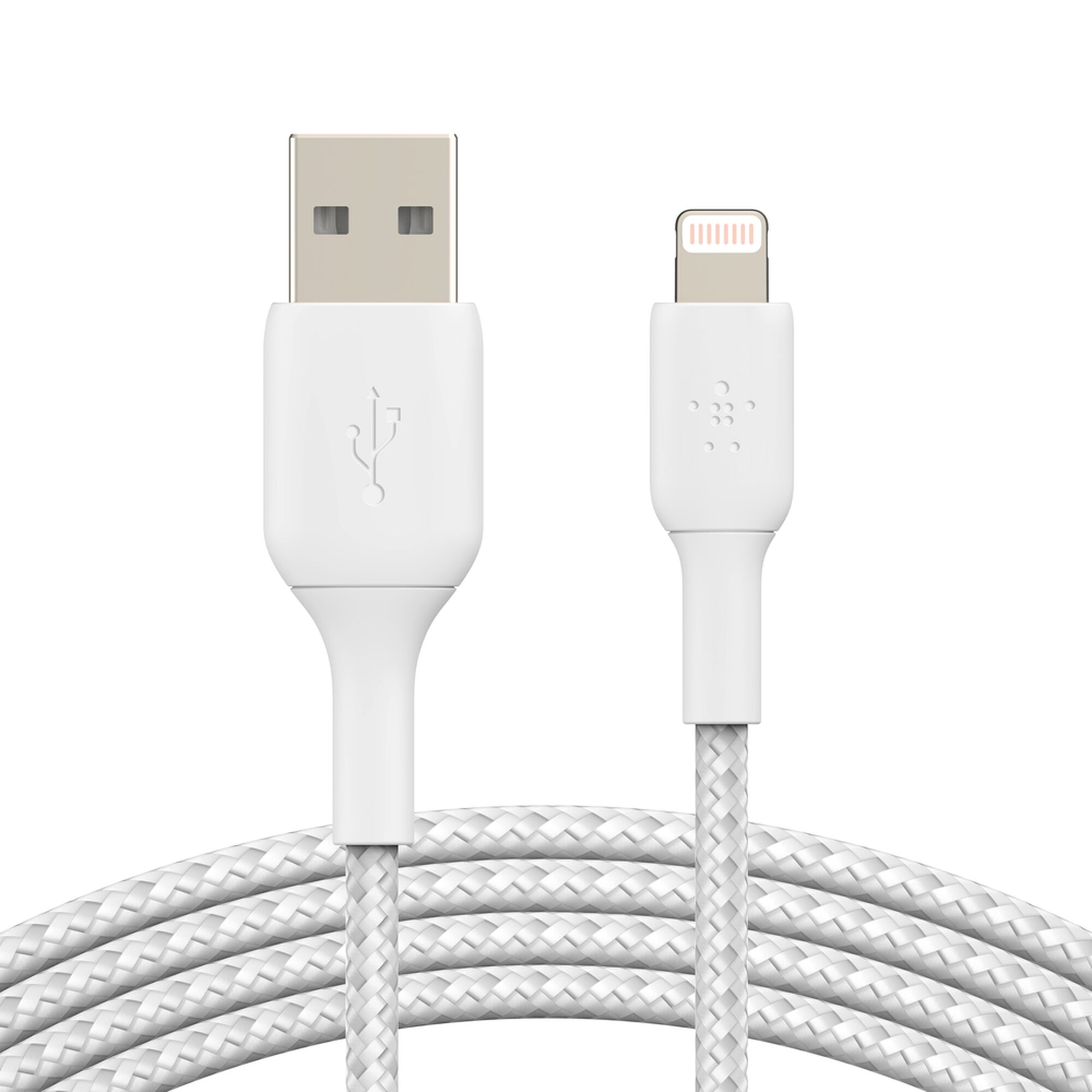 Belkin BoostCharge Pro Braided Lightning to USB-A Cable, 2m (6.6ft), White (CAA002BT2MWH)