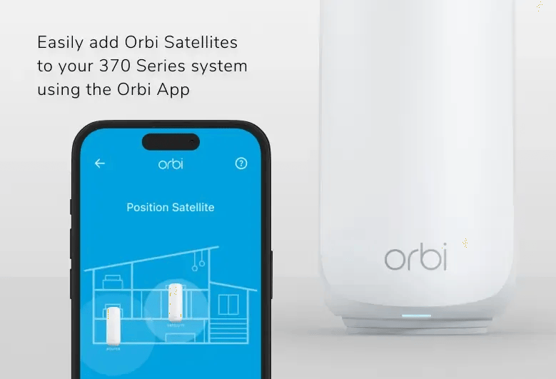 Netgear Orbi 3 DB WiFi 7 Satellite desktop mesh extender for dual-band Wi-Fi 7 coverage — view 6