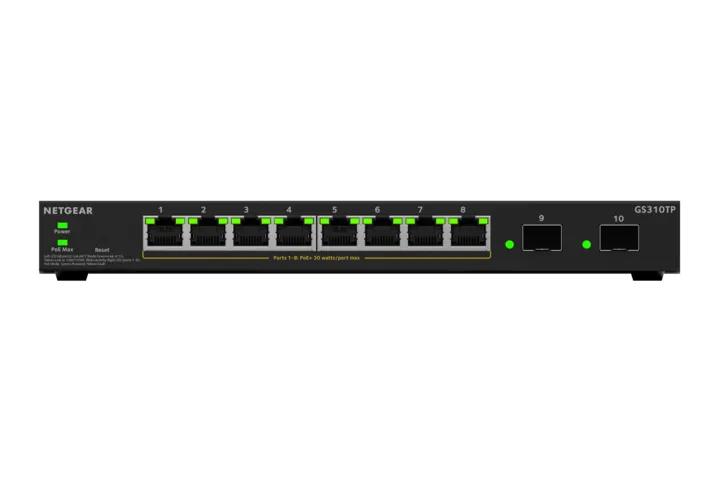 Netgear S350 GS310TP-200NAS 8-port Gigabit PoE+ smart-managed desktop switch with SFP expansion — view 2