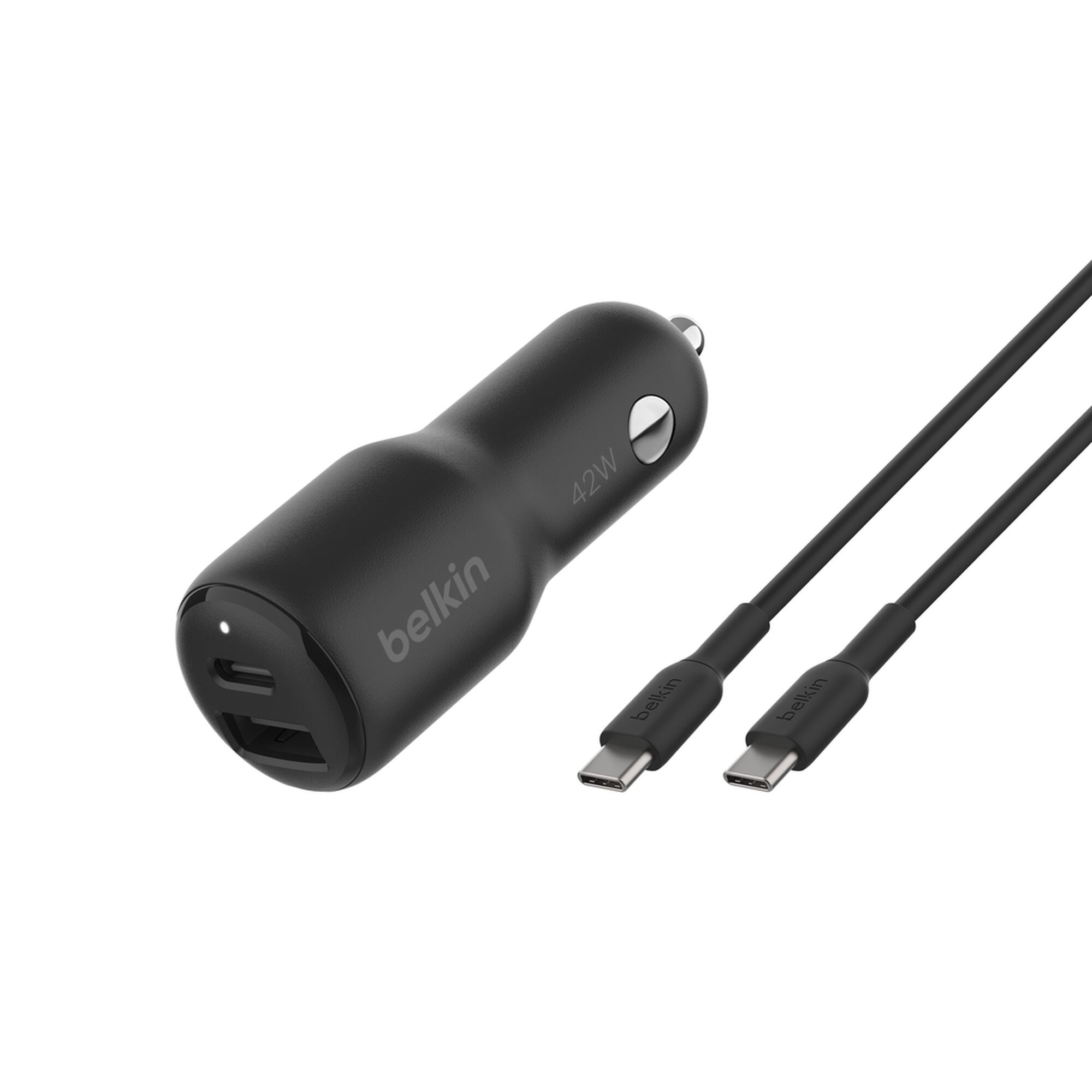 Belkin BoostCharge Dual Car Charger 42W + USB-C to USB-C Cable (CCB005BT1MBK-B6)