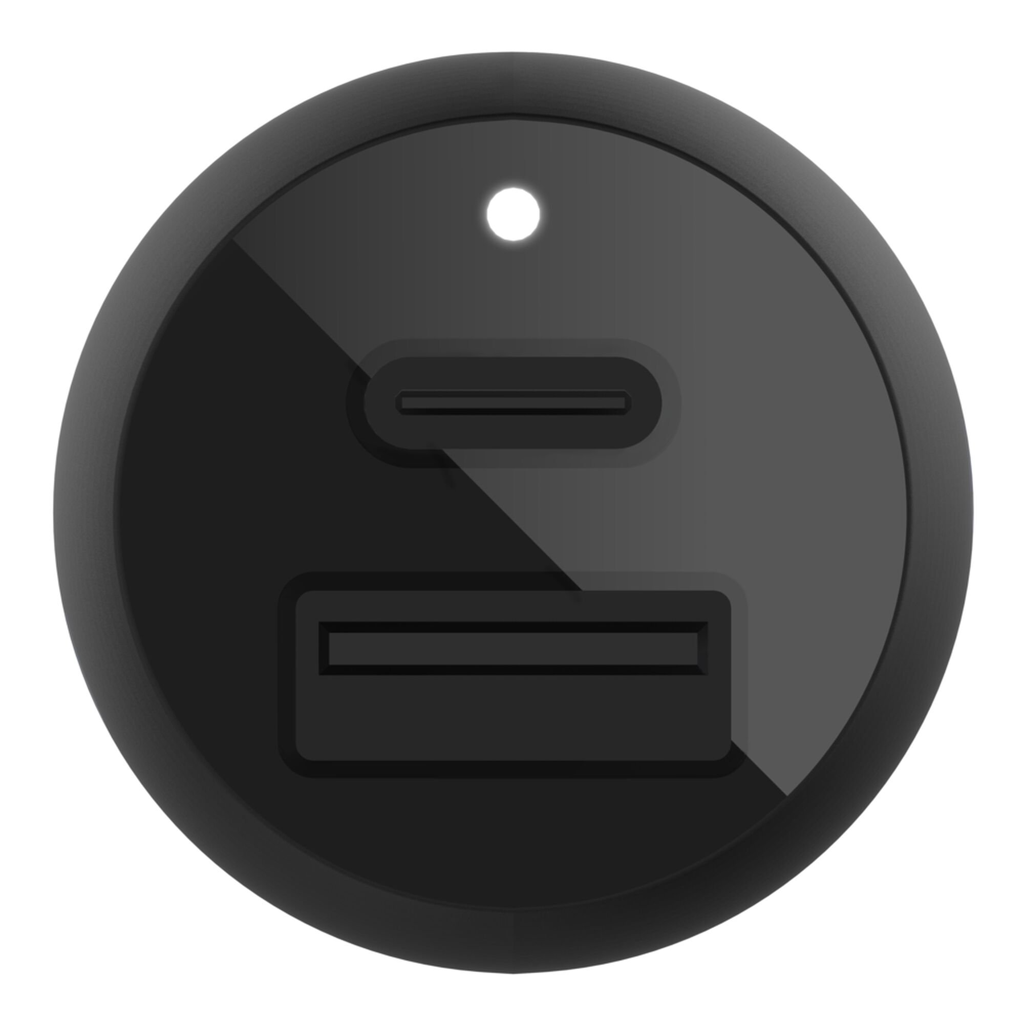 Black Belkin BoostCharge 37W dual car charger with a USB-C to USB-C cable. — view 3