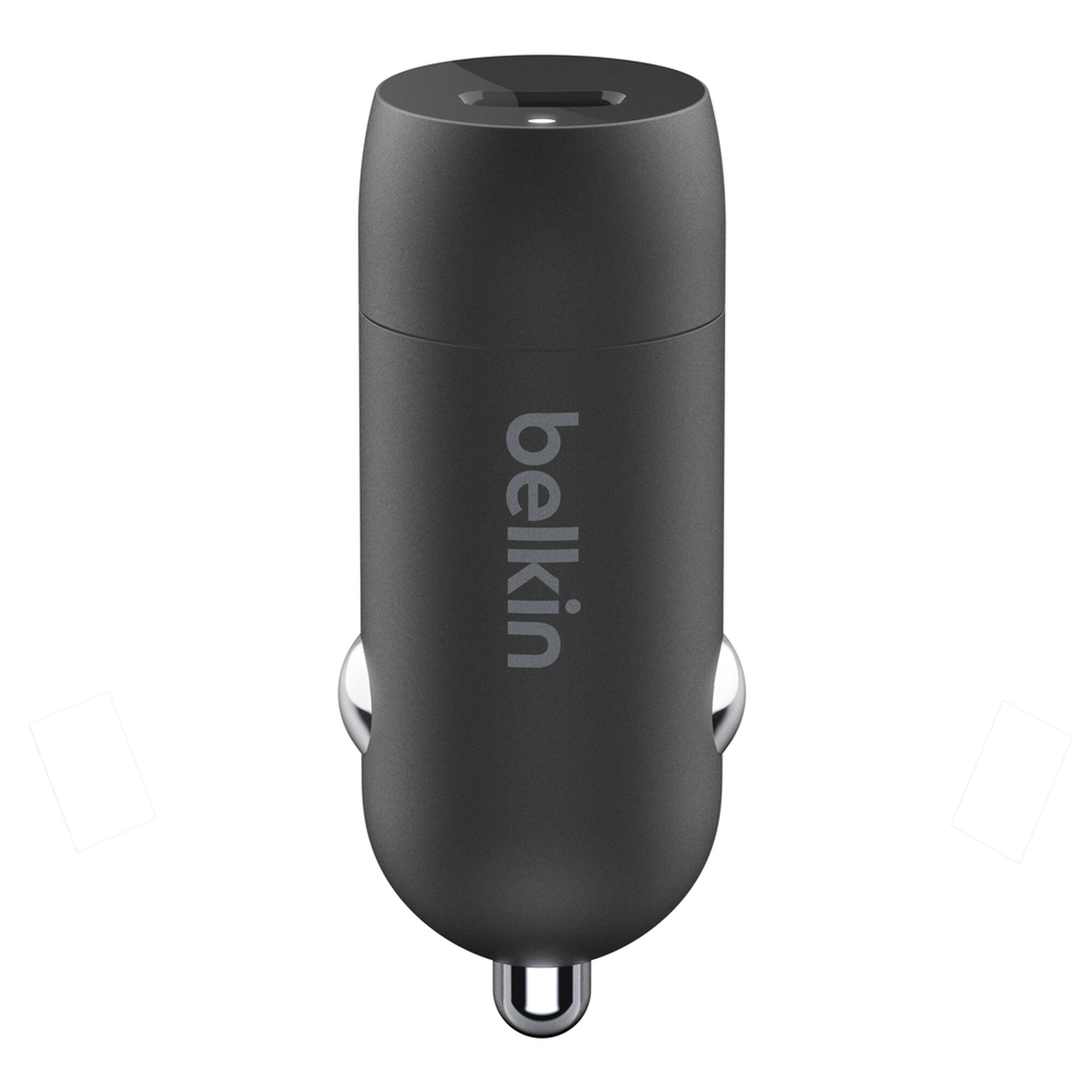 Belkin BoostCharge 20W USB-C PD car charger in black with a single USB-C port. — view 3