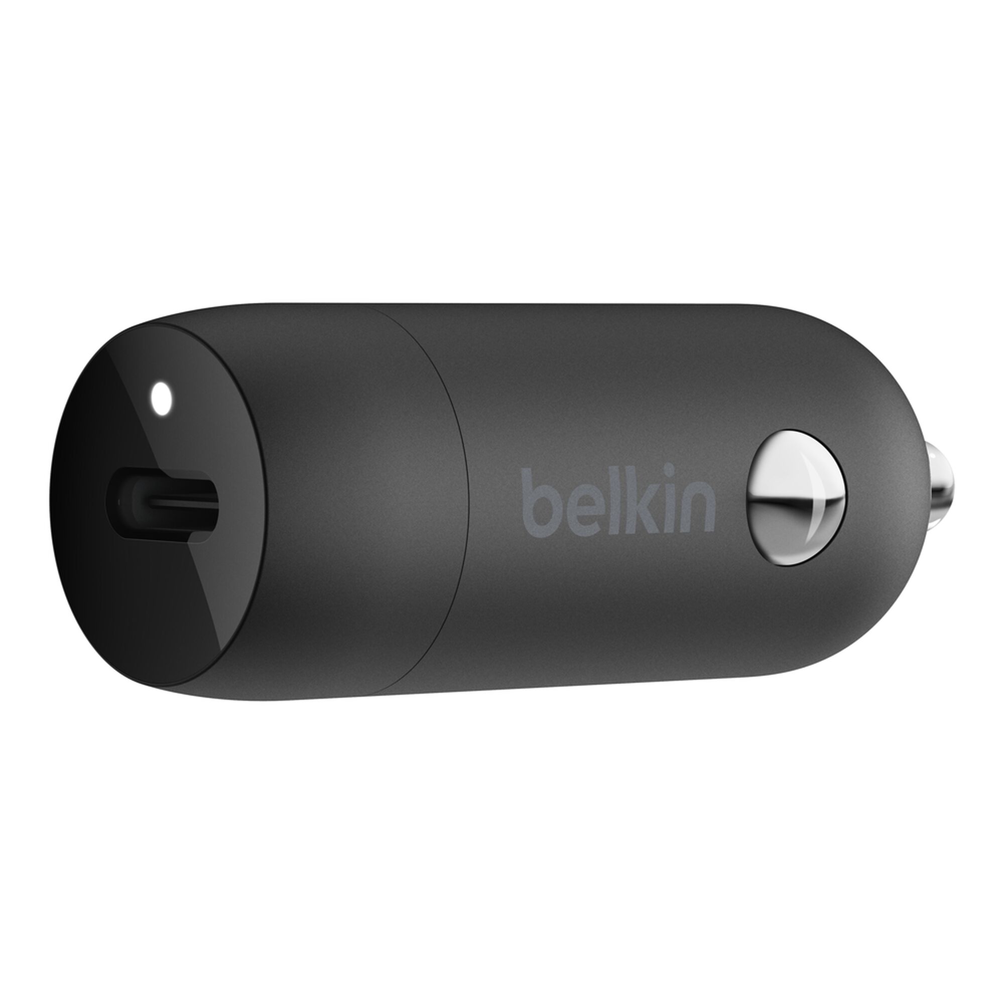 Belkin BoostCharge 20W USB-C PD car charger in black with a single USB-C port. — view 4