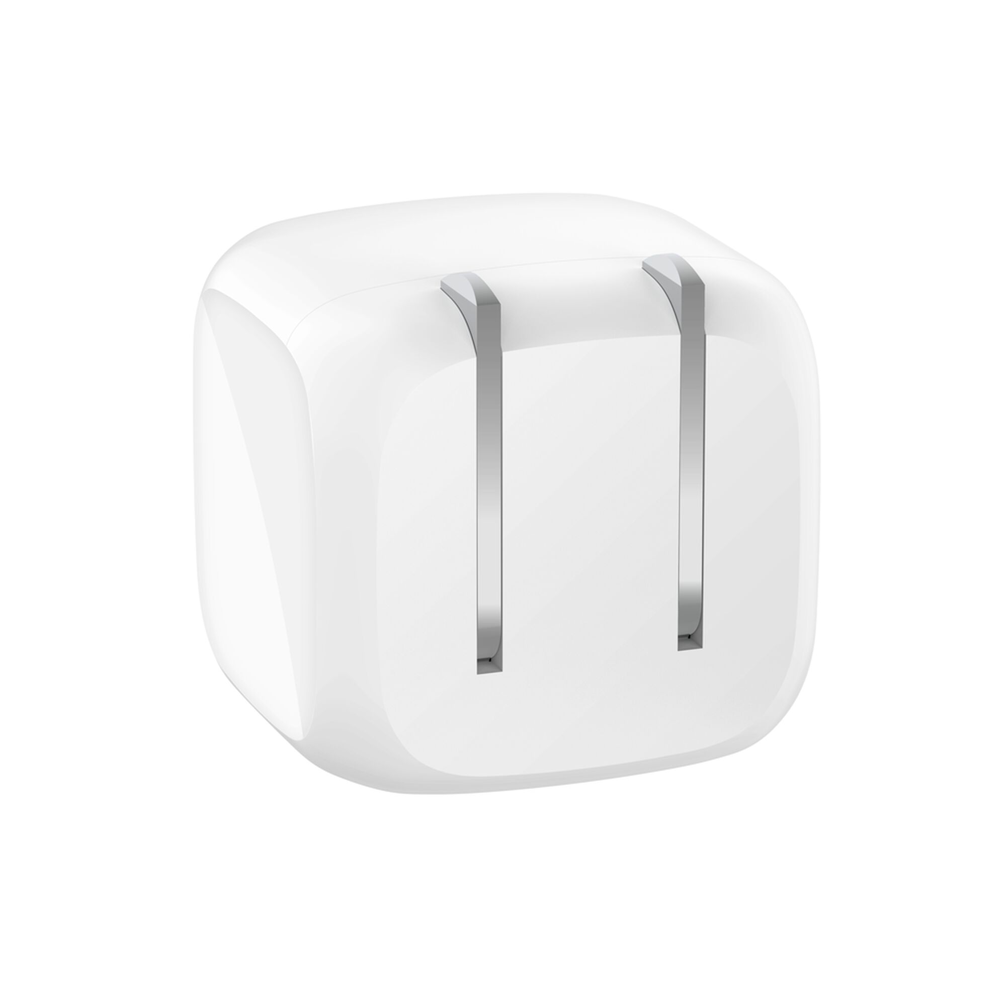 White Belkin BoostCharge 20W compact cube USB-C wall charger with foldable prongs and one USB-C port. — view 4