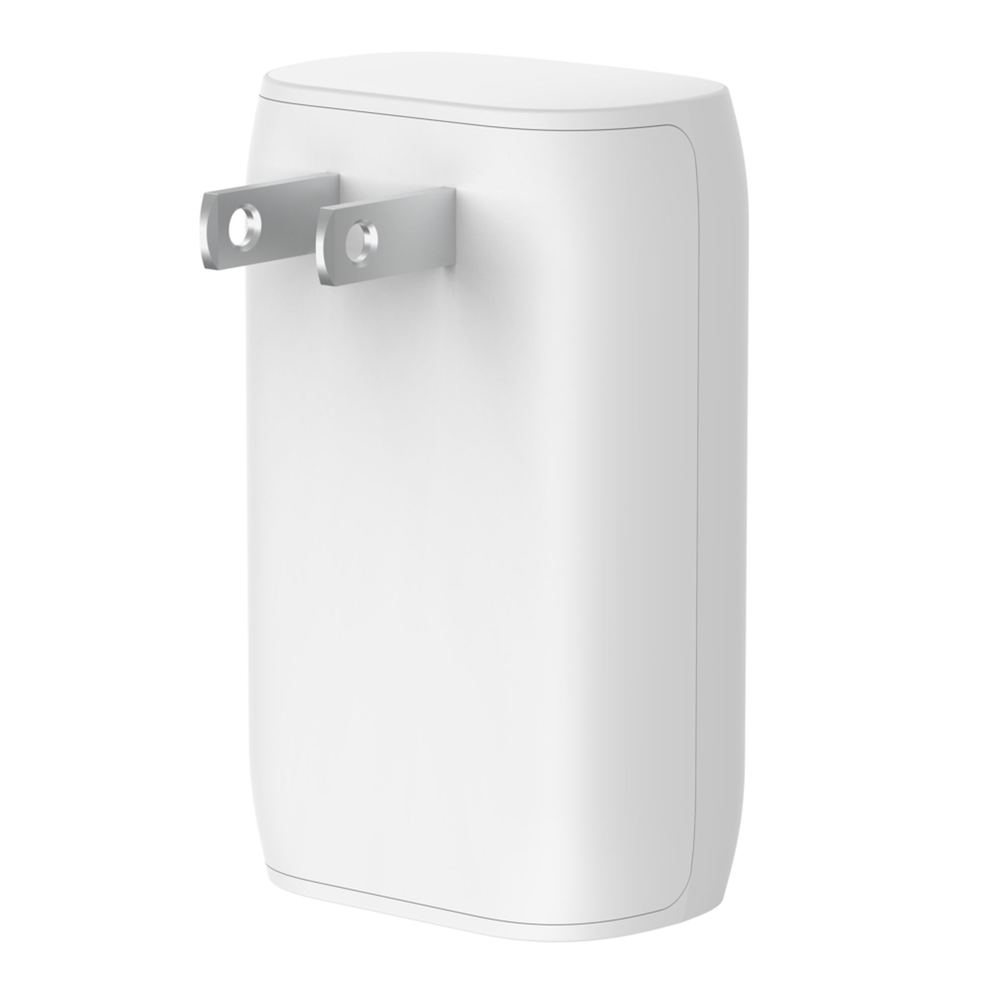 White Belkin BoostCharge 37W dual wall charger with USB-C and USB-A ports, shown with a white USB-C to Lightning cable. — view 8