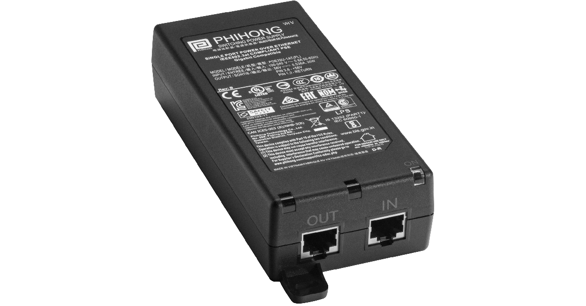 Cradlepoint 170877-000 30W PoE Injector, 802.3at, 2.5 Gbps, with 1.8 m North America Line Cord, for W1850 and W1855