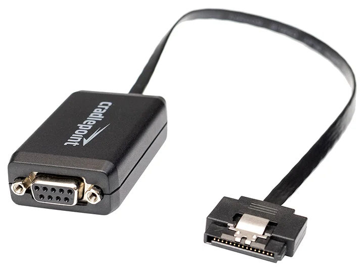 Black Cradlepoint TAA-170767-000 COR Extensibility Cable with a SATA connector on one end and a DB9 serial connector on the other. — view 4
