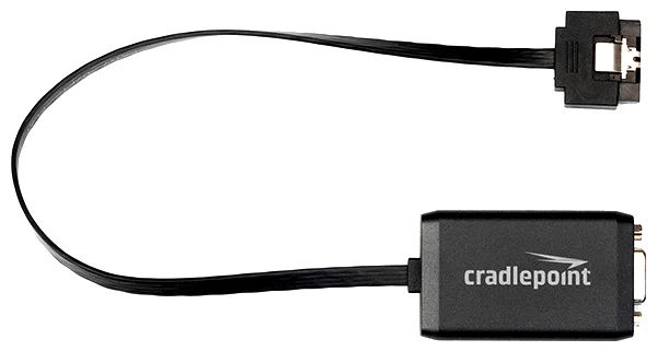 Black Cradlepoint TAA-170767-000 COR Extensibility Cable with a SATA connector on one end and a DB9 serial connector on the other. — view 2