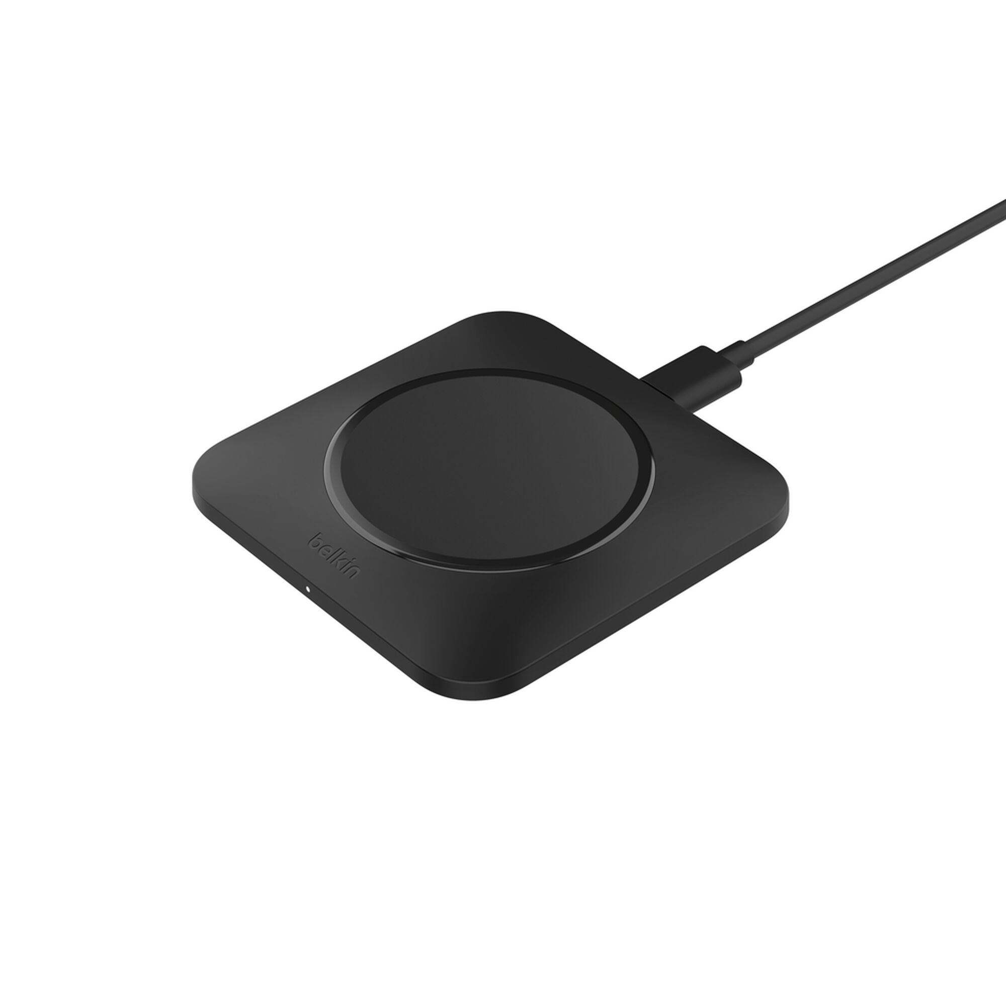 Belkin BoostCharge Pro Universal Easy Align 15W wireless charging pad in black with its attached USB-C power cable. — view 11