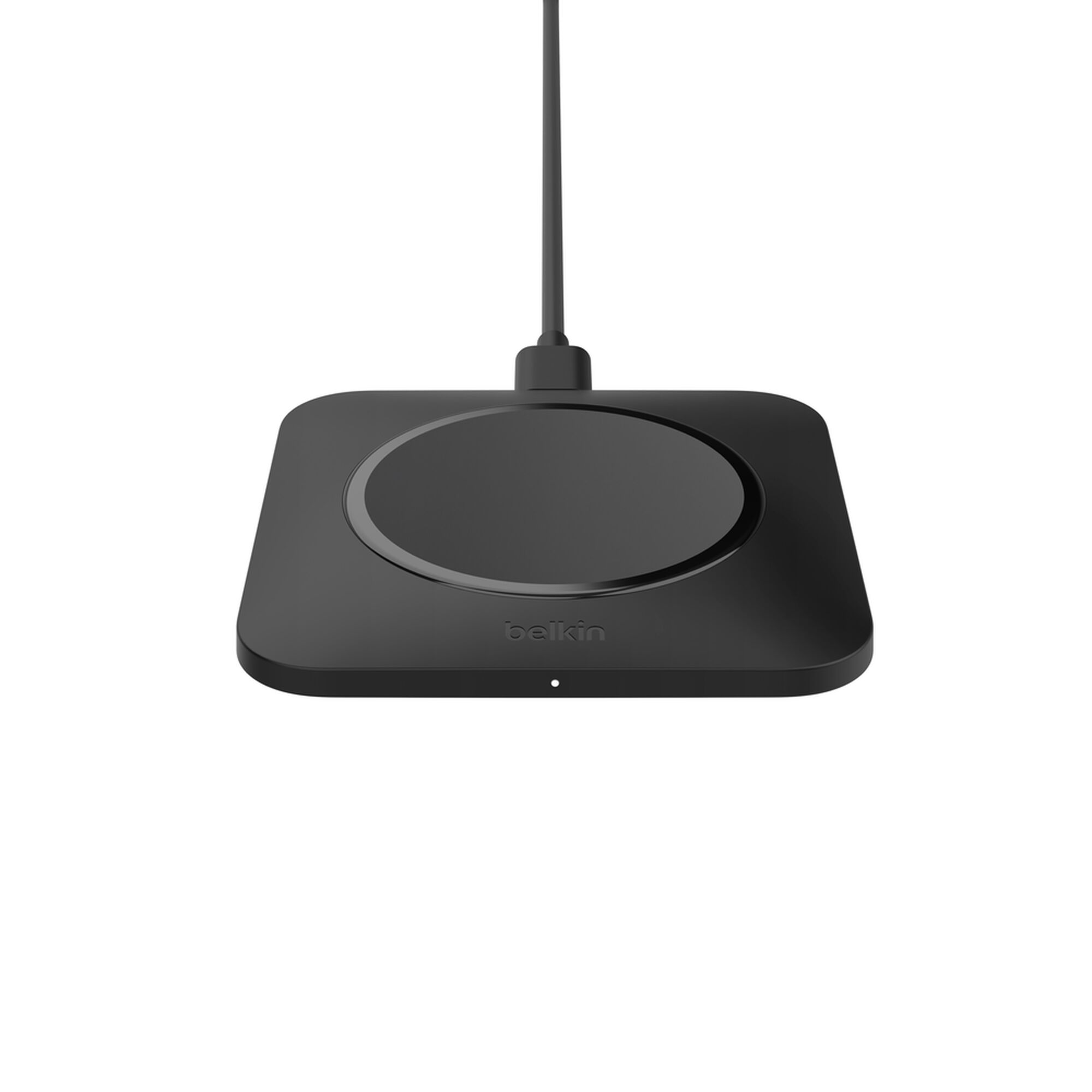 Belkin BoostCharge Pro Universal Easy Align 15W wireless charging pad in black with its attached USB-C power cable. — view 9