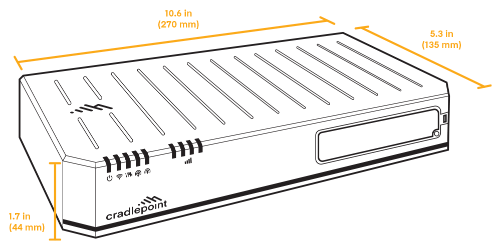 Cradlepoint E300 5G branch router front panel with status LEDs. — view 3