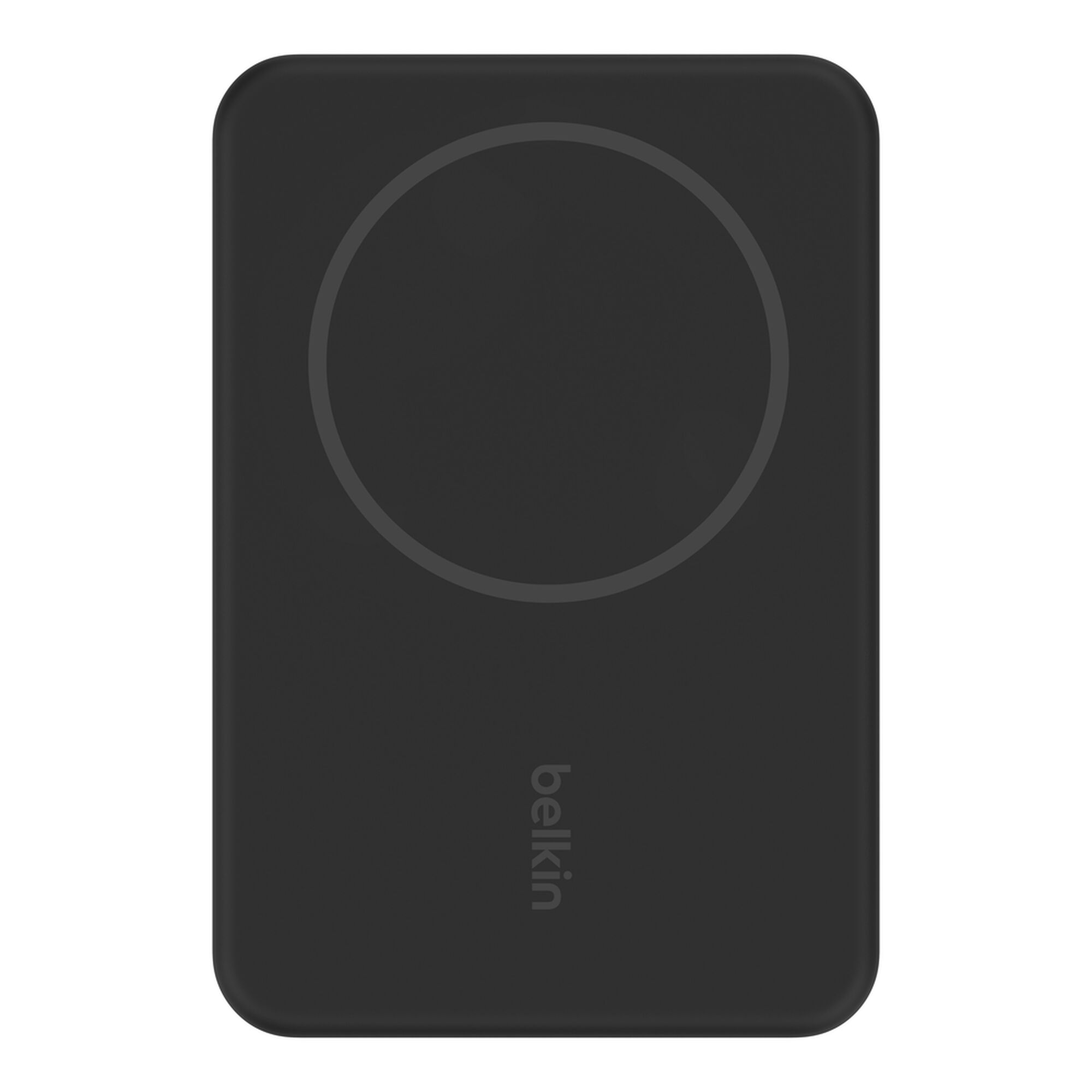 Black Belkin BoostCharge Magnetic Wireless Power Bank 5K with its metal fold-out kickstand extended. — view 13