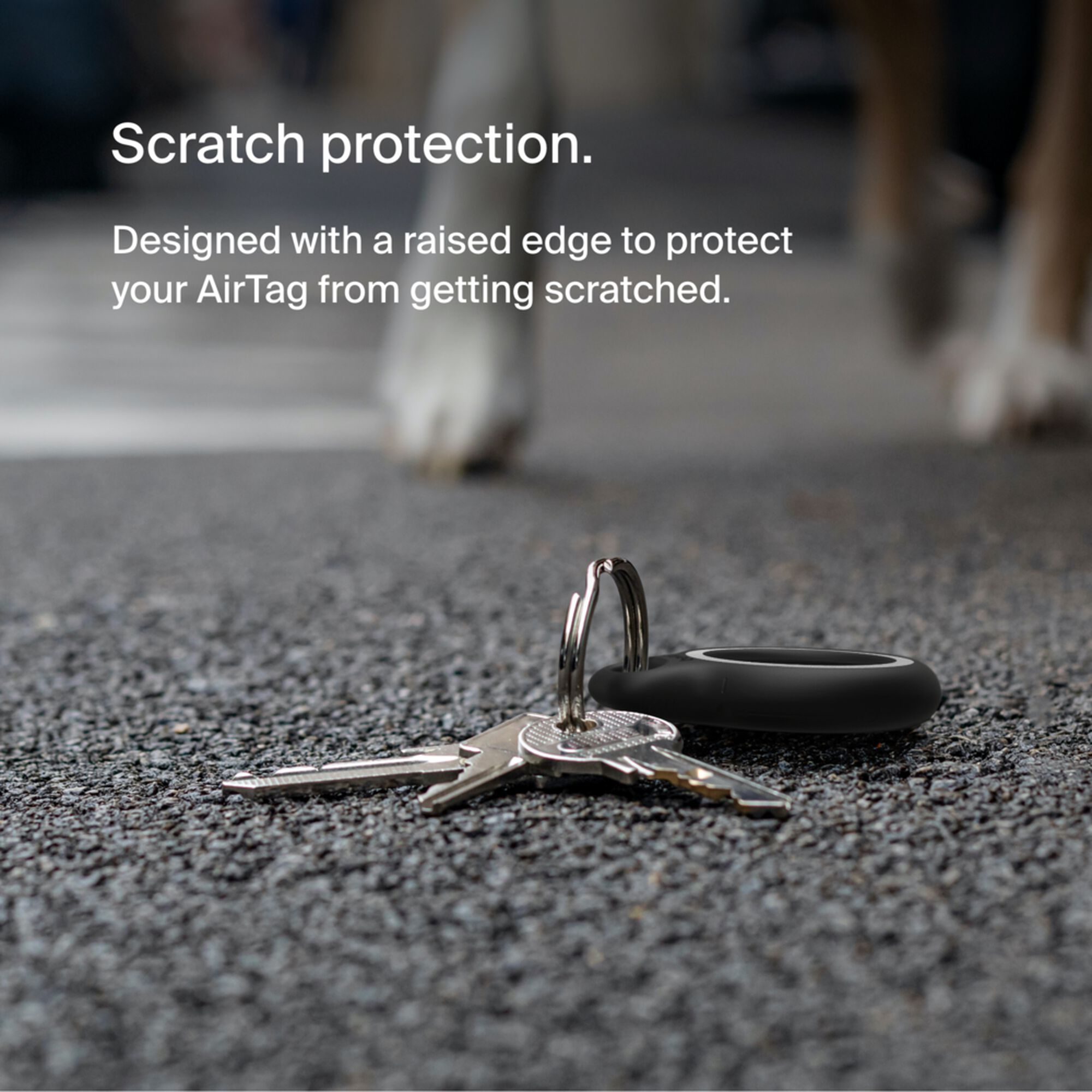 Belkin black Reflective Secure Holder with Key Ring holding an Apple AirTag. — view 5
