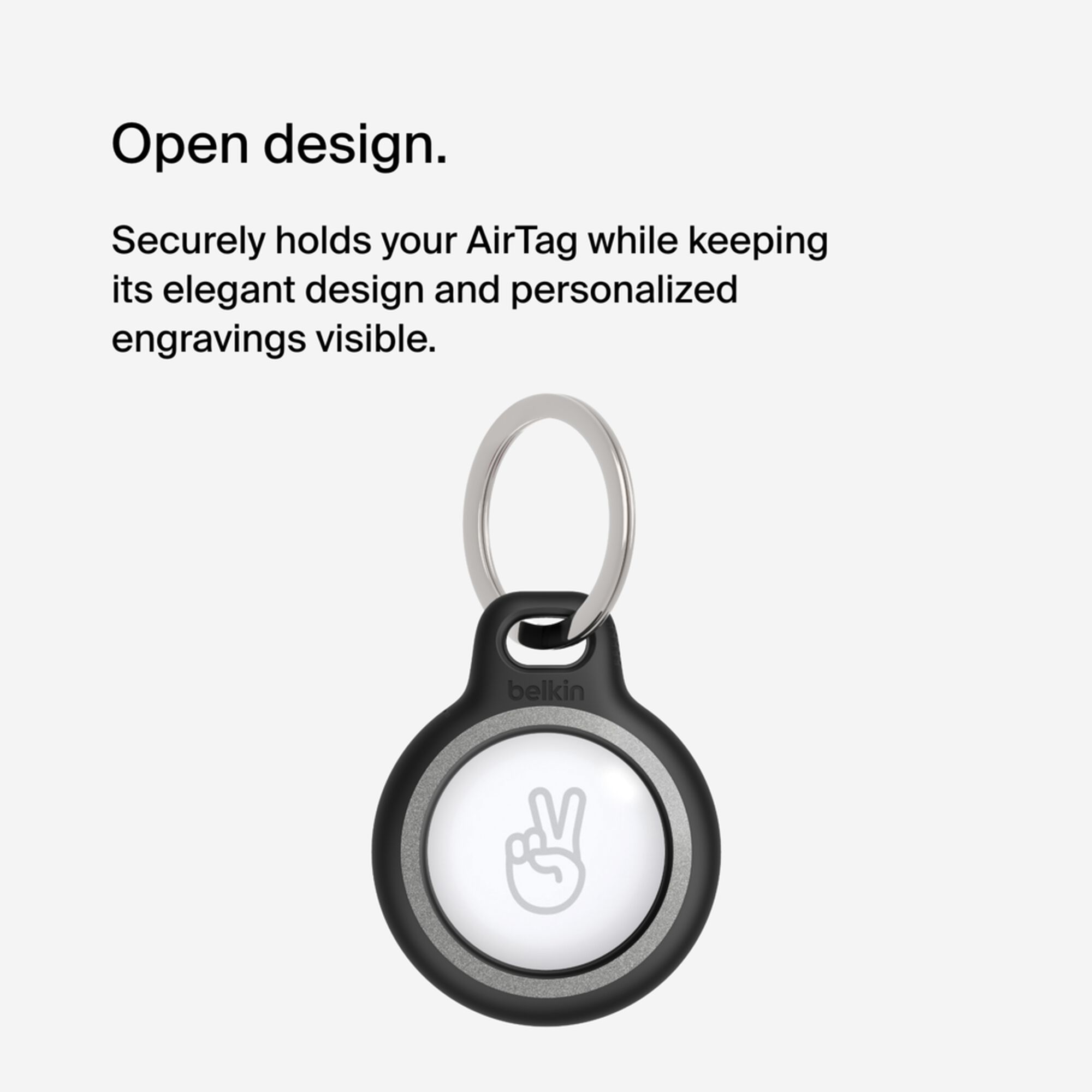 Belkin black Reflective Secure Holder with Key Ring holding an Apple AirTag. — view 6