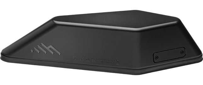 Cradlepoint R2155 ruggedized 5G router in an aerodynamic polycarbonate housing designed for vehicle roof or cabinet mounting. — view 2