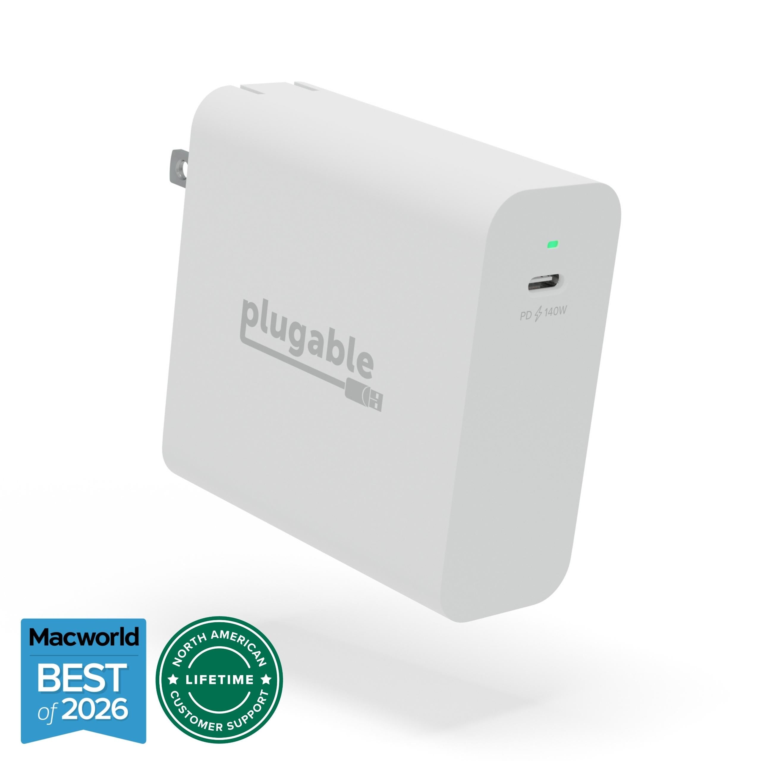 Plugable PS-EPR-140C1 140W GaN USB-C Laptop Charger with PD 3.1 EPR