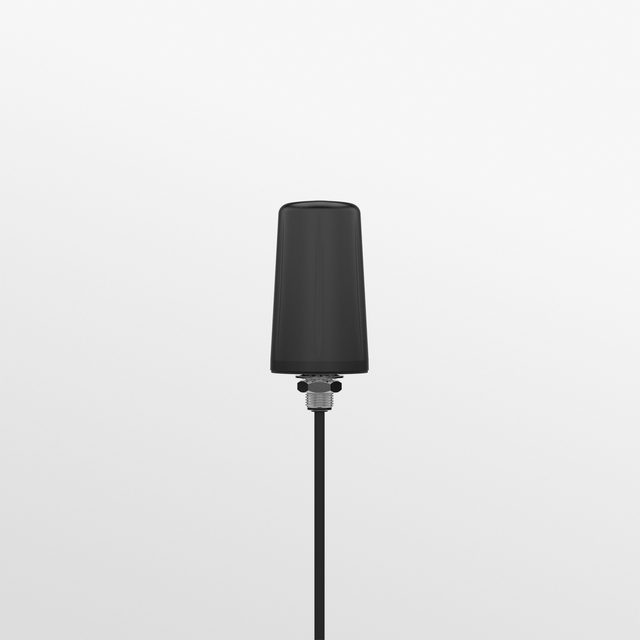 Black Panorama LPB-6-60-5SP low profile cellular antenna with integrated coaxial cable and SMA connector. — view 2