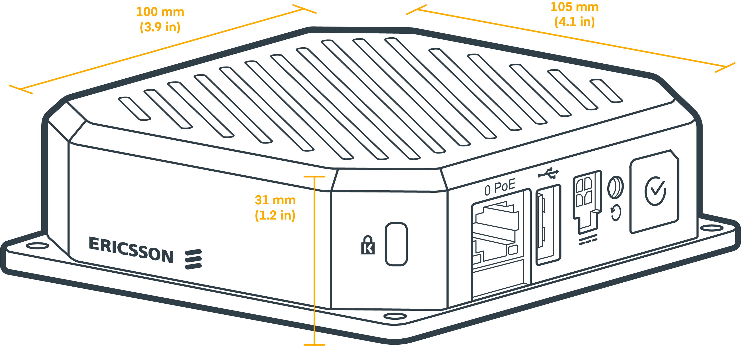 Cradlepoint S400 compact semi-ruggedized LTE IoT router with SMA antenna connectors and Ethernet port. — view 4