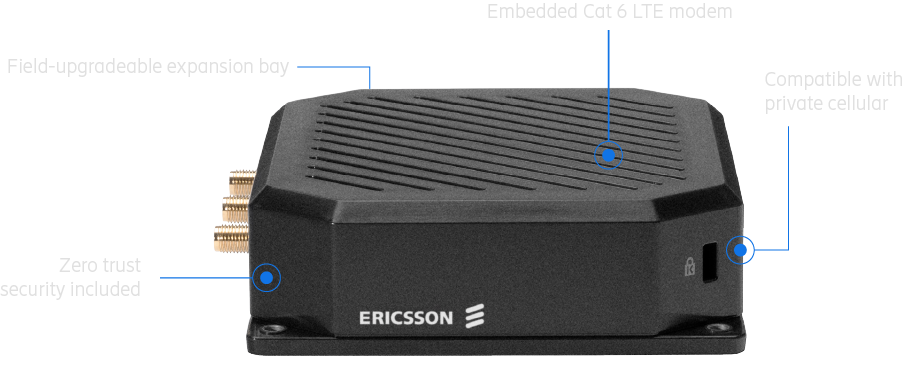 Cradlepoint S400 compact semi-ruggedized LTE IoT router with SMA antenna connectors and Ethernet port. — view 5