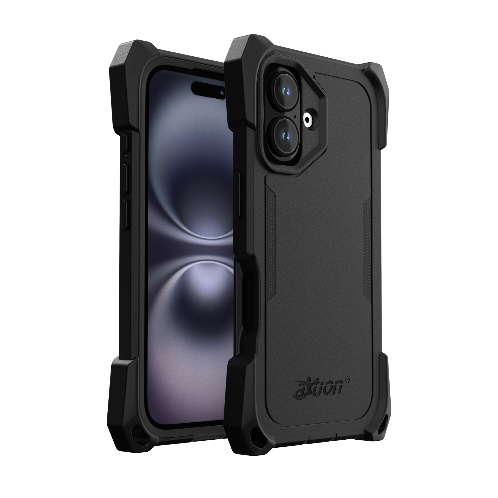 Joy Factory aXtion Edge Rugged Case for iPhone 16 with 9H Glass Screen Protector