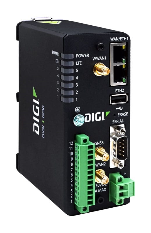 Digi IX30 LTE-Advanced Cat 7 Industrial Cellular Router with GNSS and 1-Year Digi 360 (IX30-00P7)