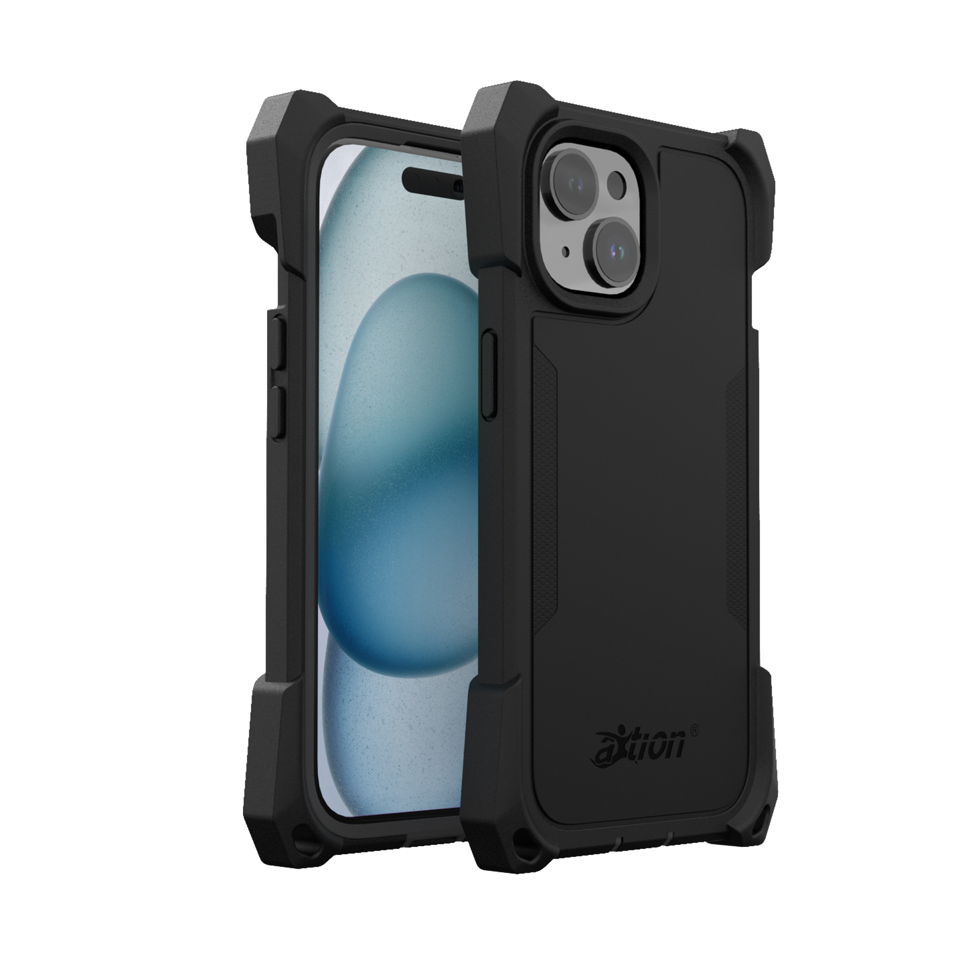 Joy Factory aXtion Edge Rugged Case for iPhone 15 with 9H Glass Screen Protector