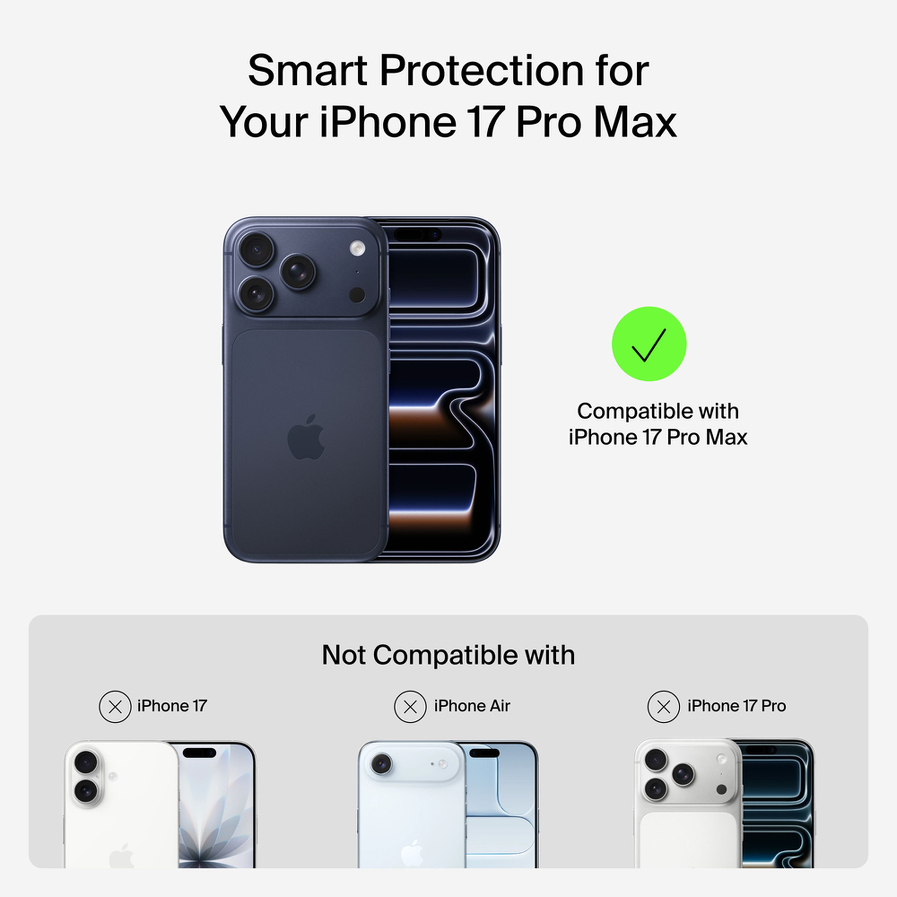 Belkin SheerForce Grip Series translucent black case on an iPhone 17 Pro Max with textured grip sides. — view 2