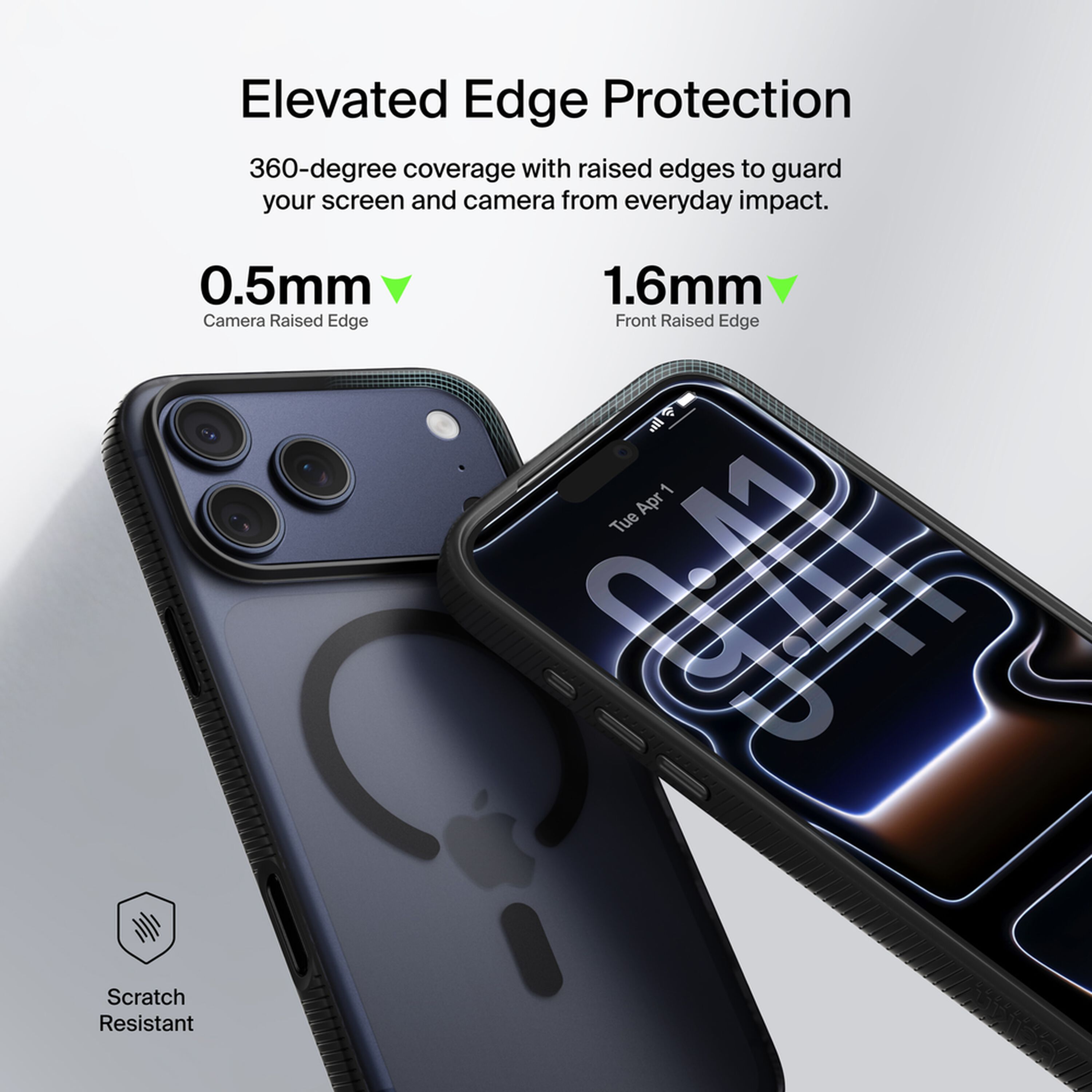 Belkin SheerForce Grip Series translucent black case on an iPhone 17 Pro Max with textured grip sides. — view 6