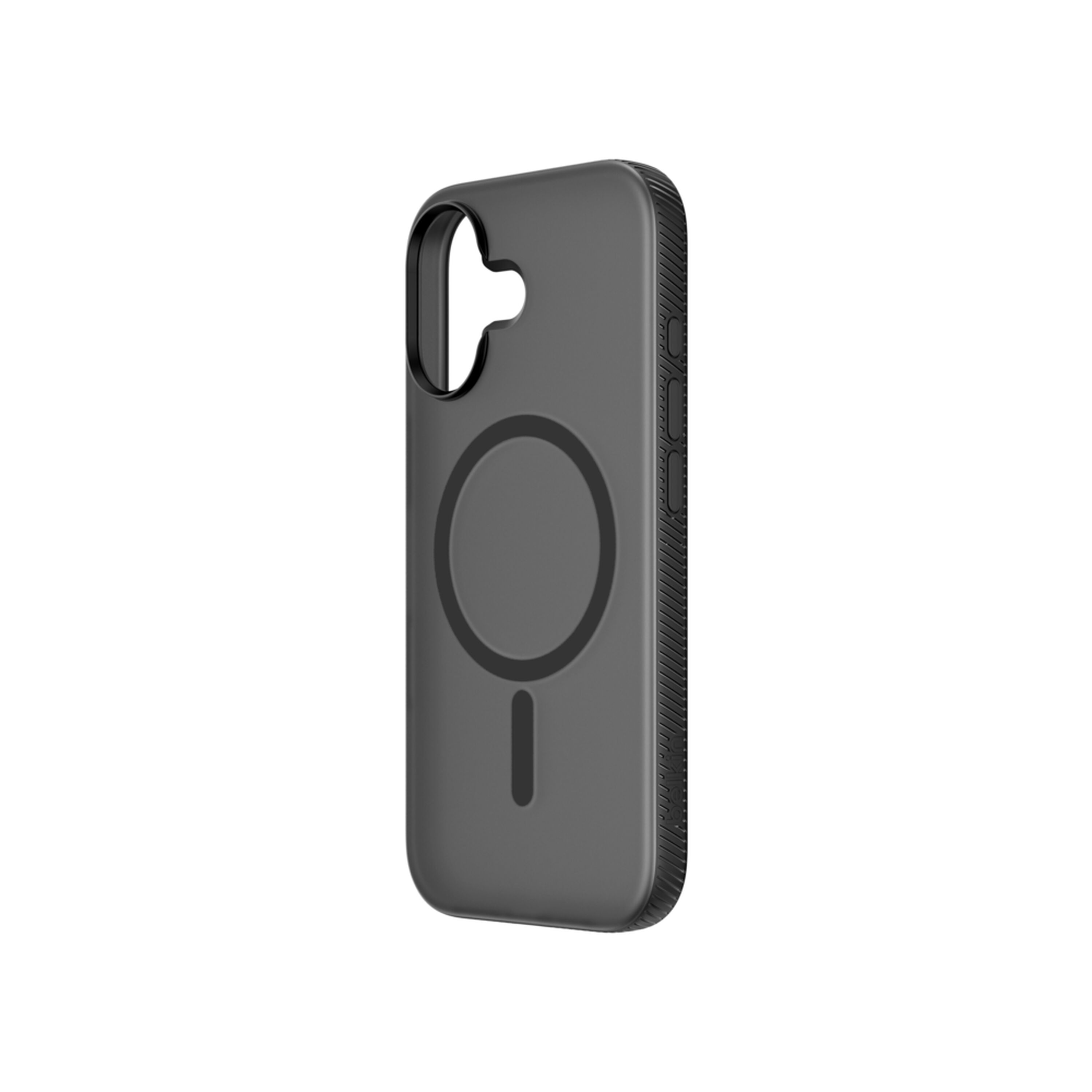 Belkin SheerForce Grip Series translucent black case on an iPhone 17 showing the textured anti-slip bumper. — view 9