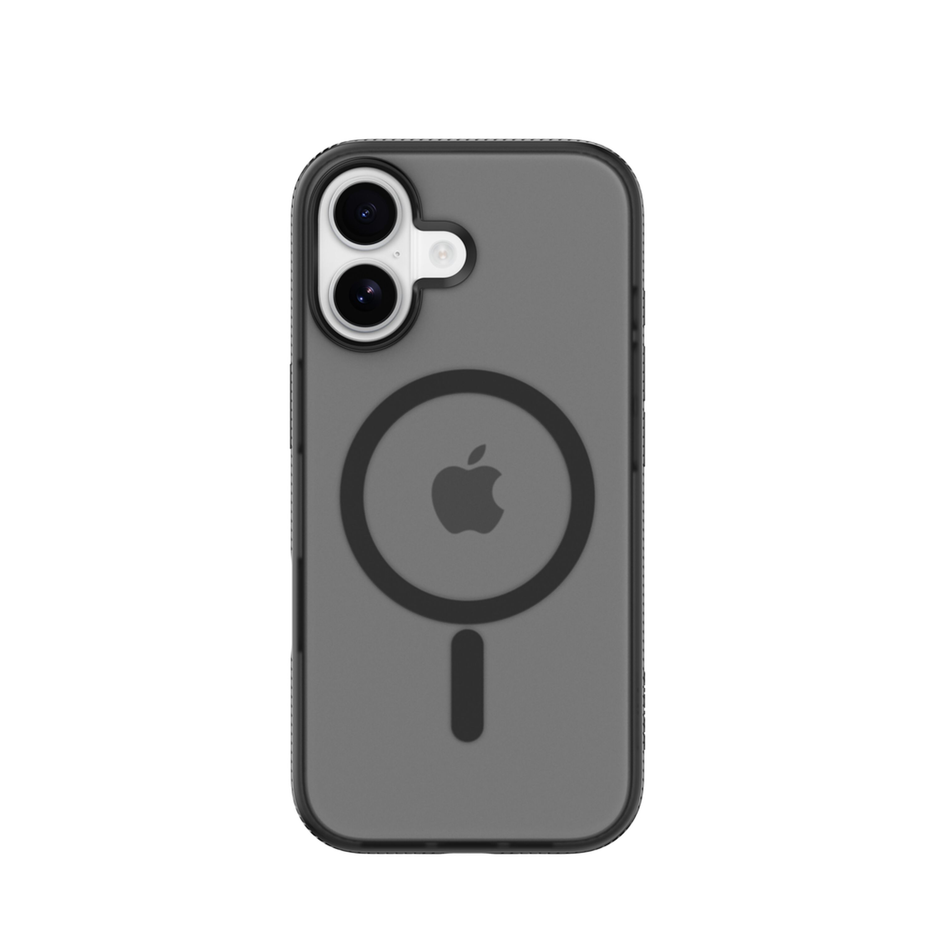 Belkin SheerForce Grip Series translucent black case on an iPhone 17 showing the textured anti-slip bumper. — view 8