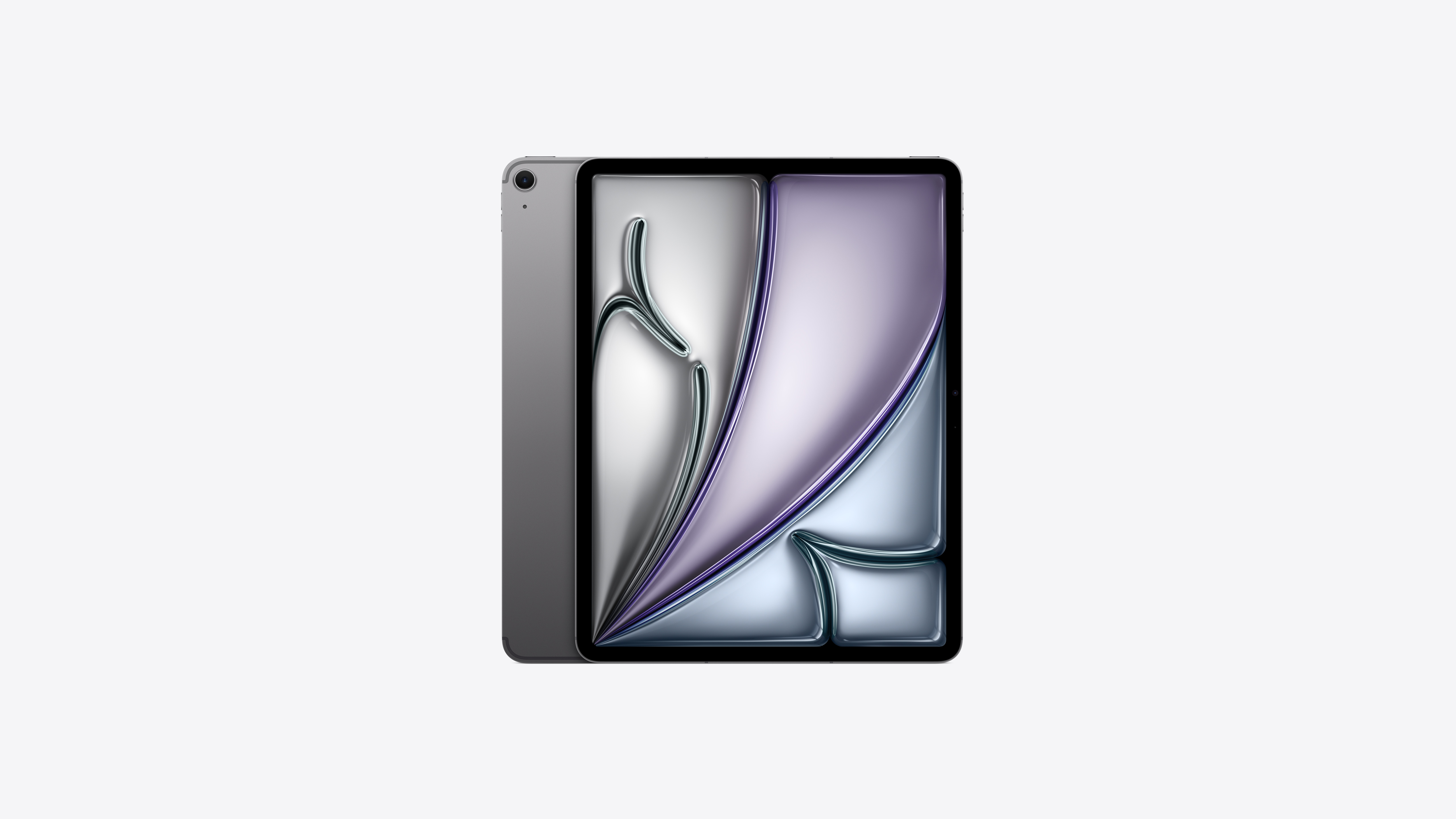 Apple 13-inch iPad Air (M4) Wi-Fi + Cellular in Space Gray with an aluminum enclosure and Liquid Retina display. — view 3