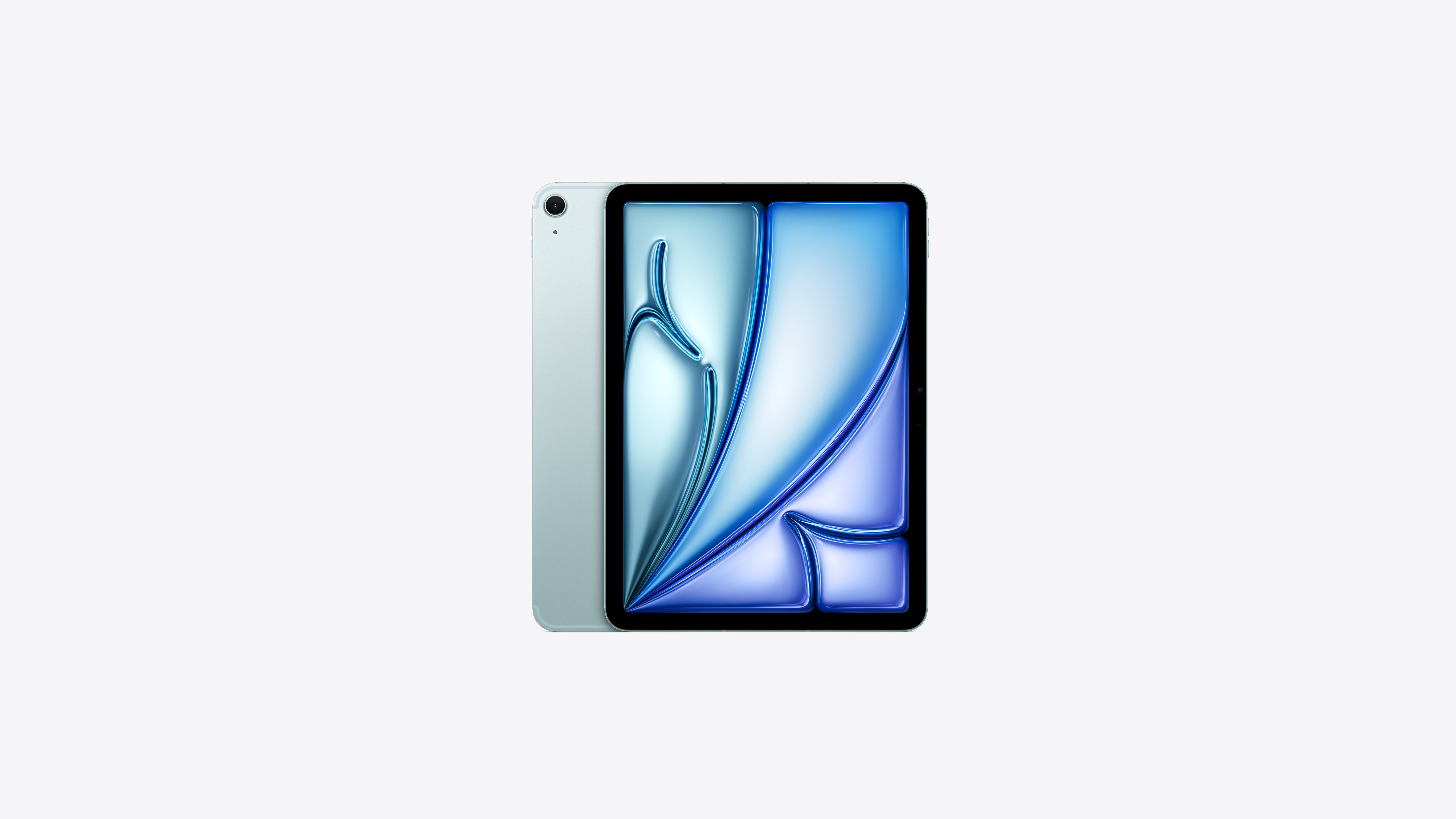 Apple iPad Air 11-inch M4 Wi-Fi + Cellular tablet in Blue showing the Liquid Retina display and slim aluminum enclosure. — view 3
