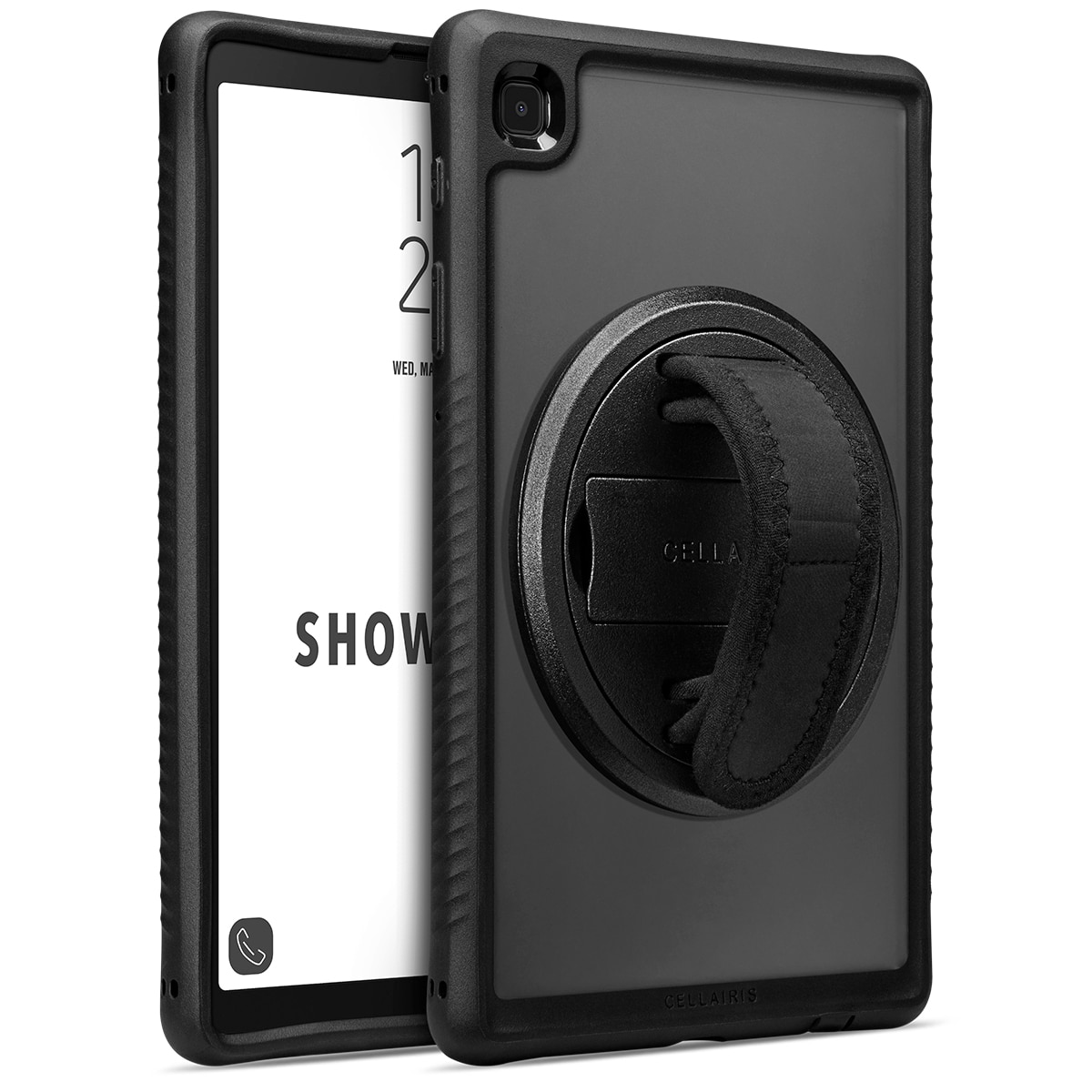 Cellairis Showcase Grip Case for Samsung Galaxy Tab A7 Lite 8.7" with Kickstand & Hand Strap – Black/Clear