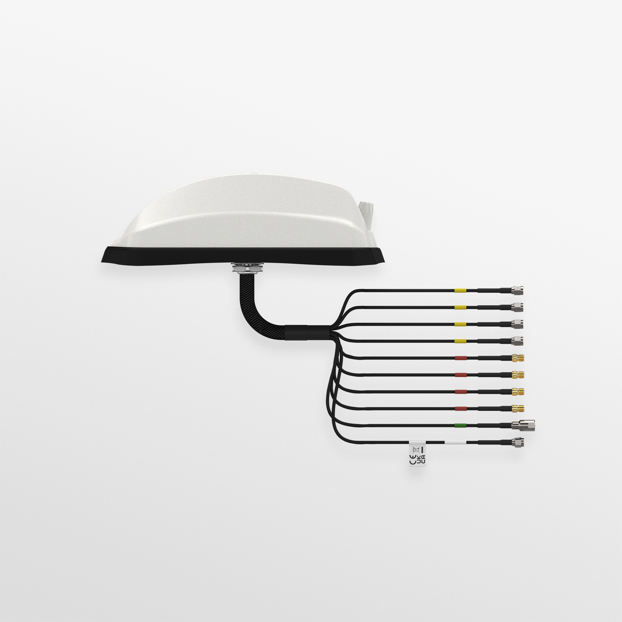 White Panorama GP-IN2679-W Dual Sharkee sharkfin vehicle antenna with 5G, Wi-Fi and GNSS elements. — view 3